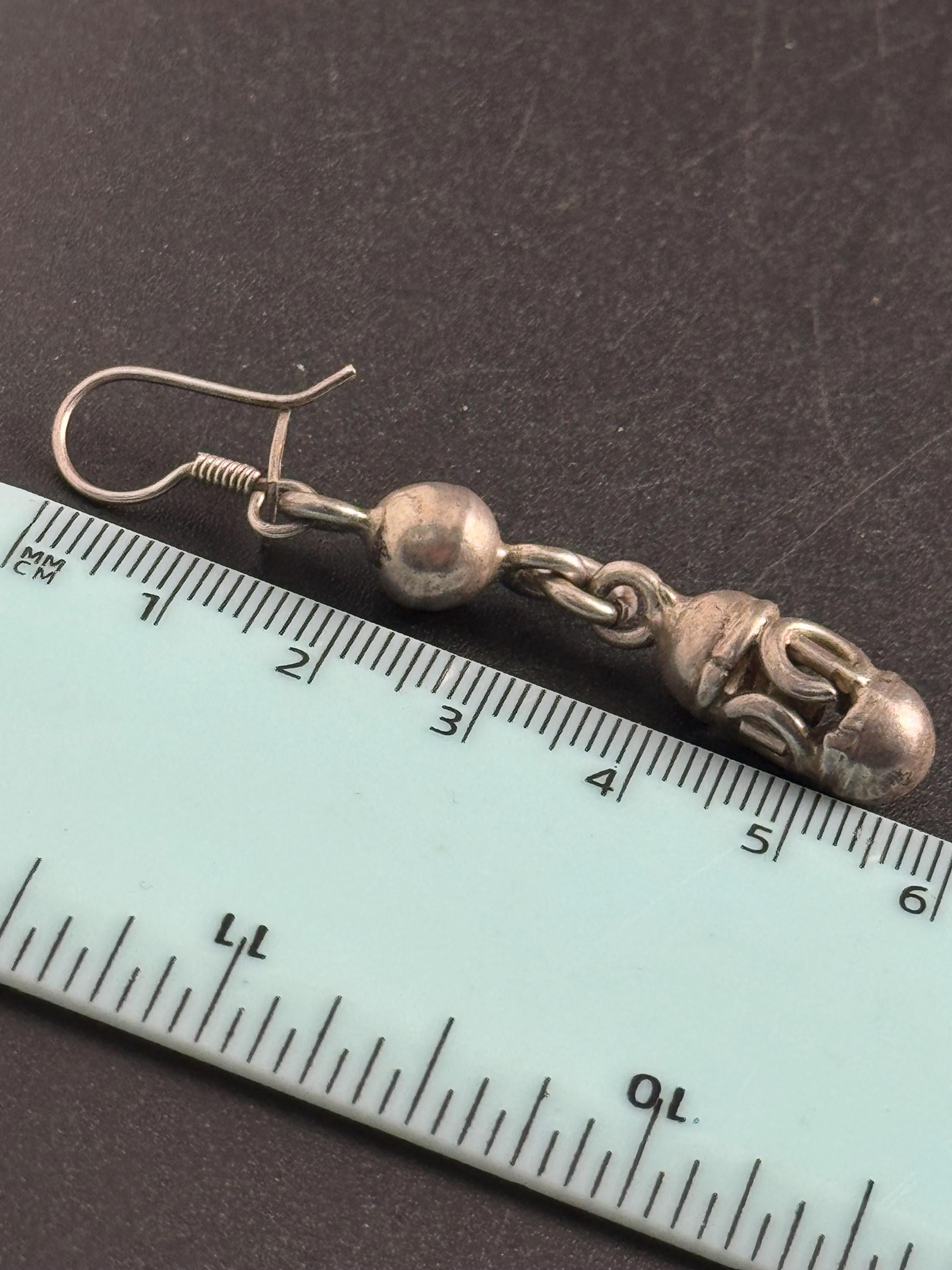 TAXCO 925 drop earrings, Mexican sterling silver 5cm weighty vintage