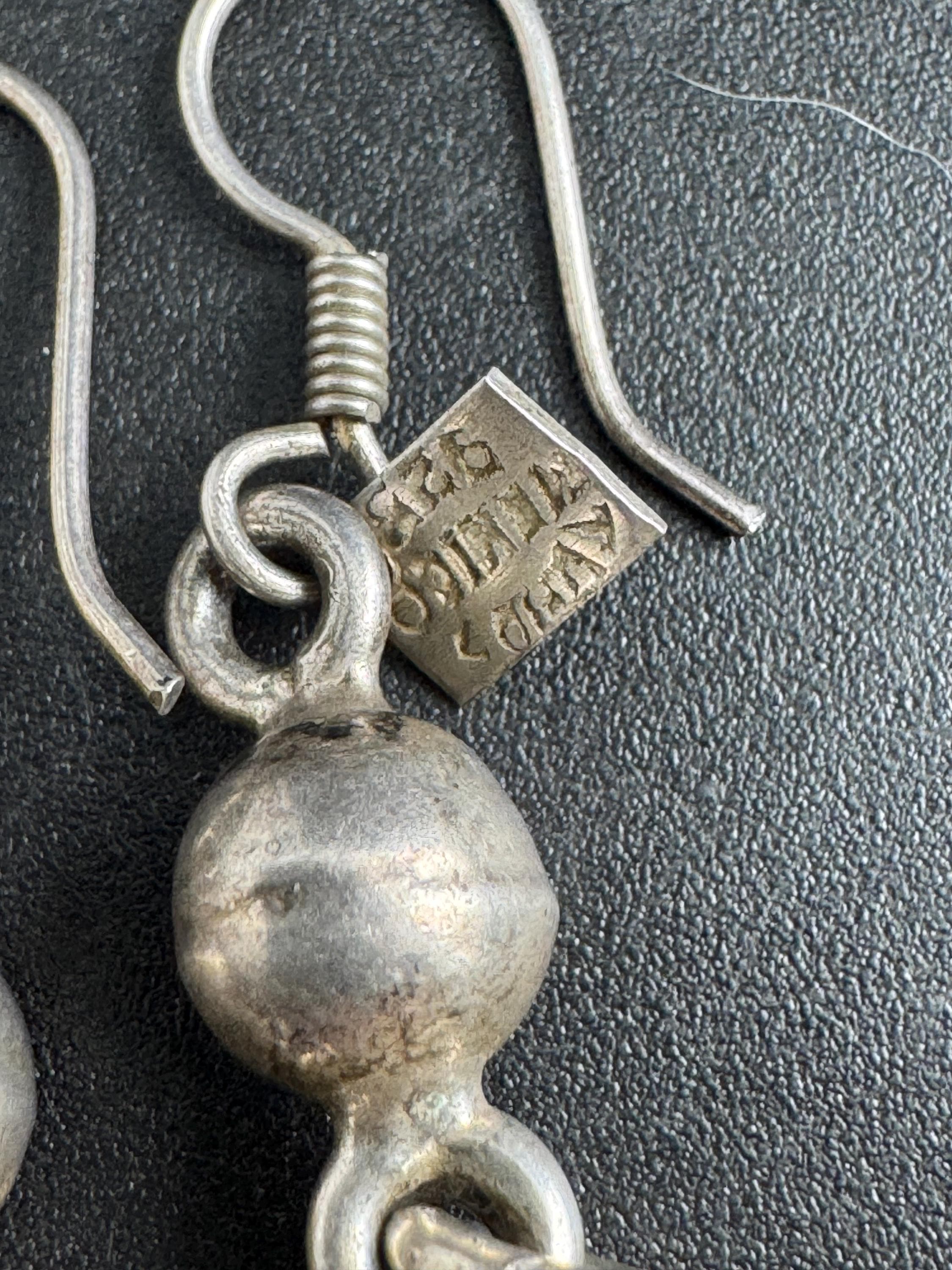 TAXCO 925 drop earrings, Mexican sterling silver 5cm weighty vintage