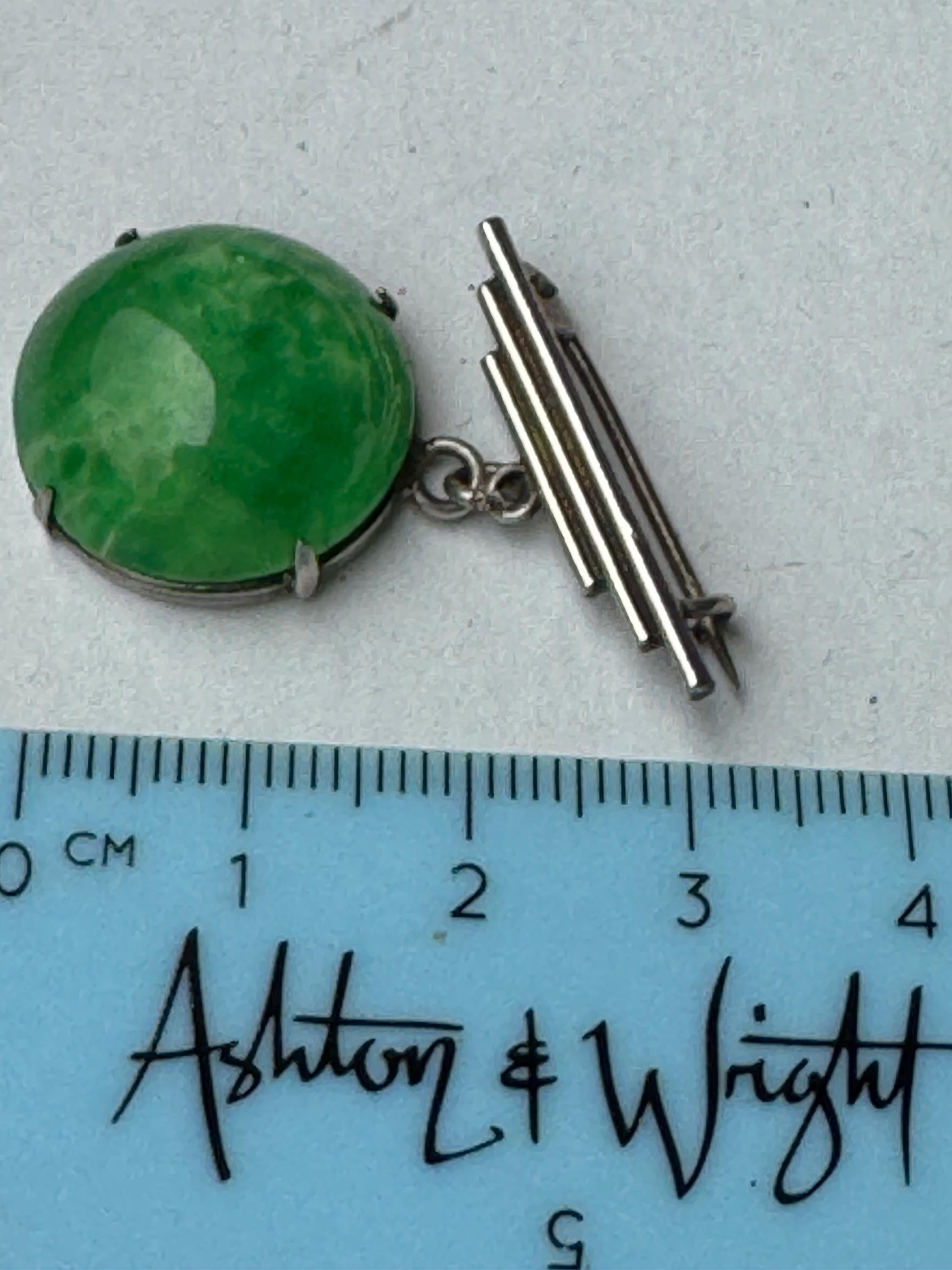 Victorian gemstone silver dropper brooch, 925 sterling jadeite or agate pin with a c clasp