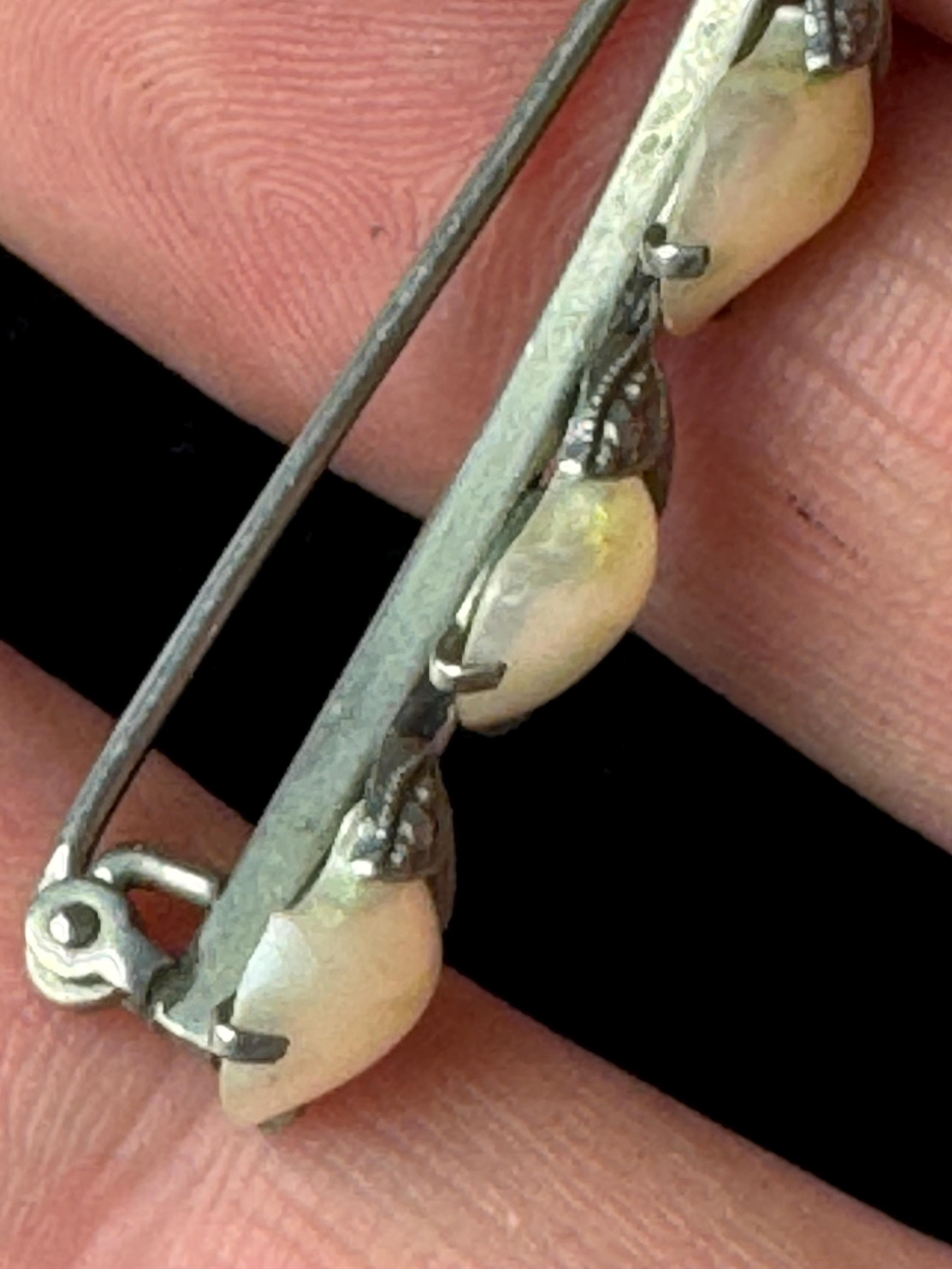 Baroque pearl 925 Marcasite Brooch: sterling silver bar Pin