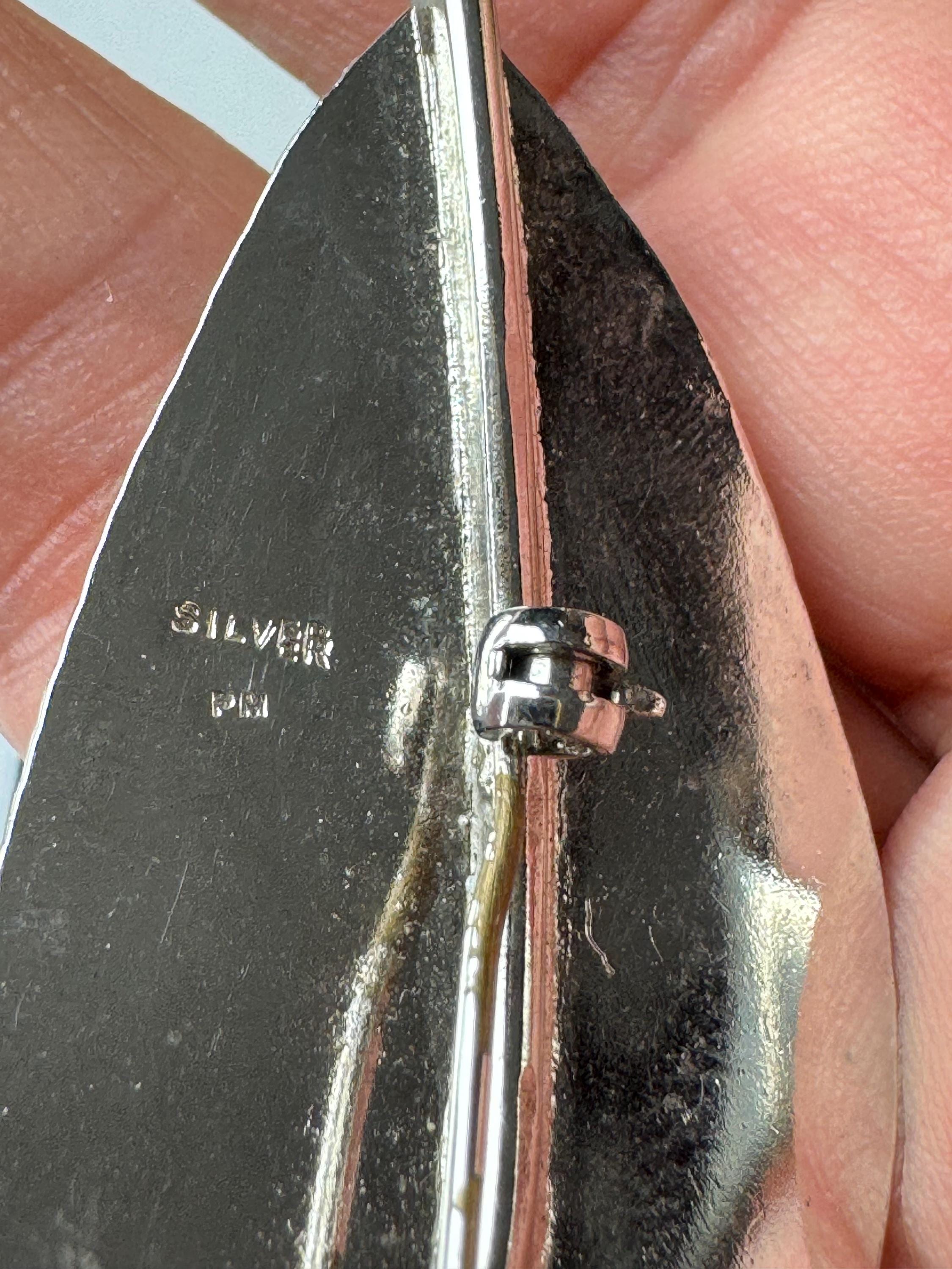 925 signed silver leaf brooch, cultured pearl signed PM, krementz pin