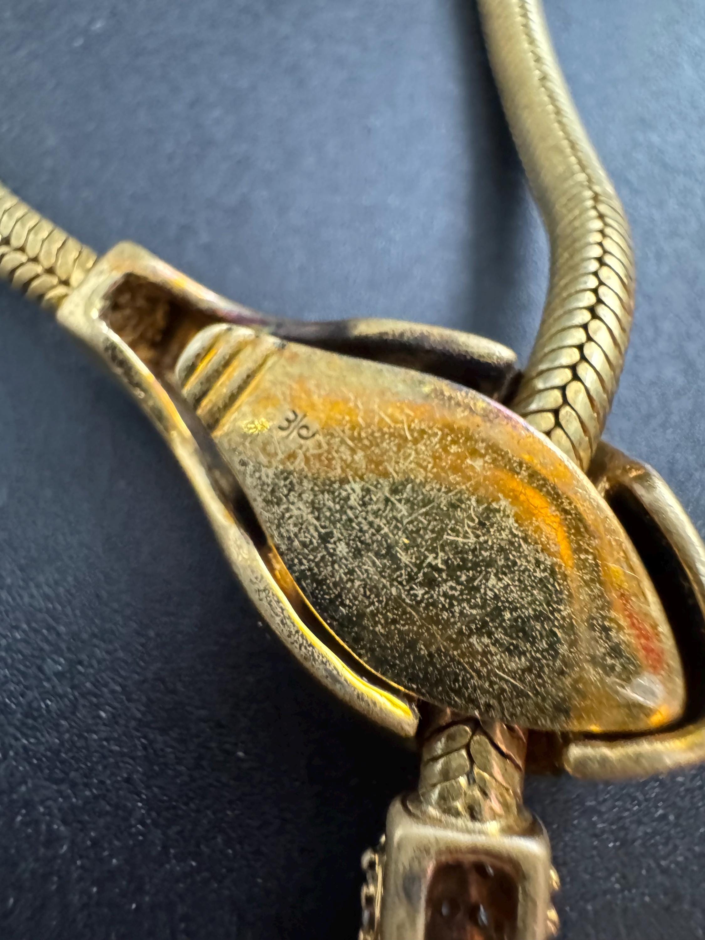 Vintage snake head chain choker, gold tone necklace by Danbury mint