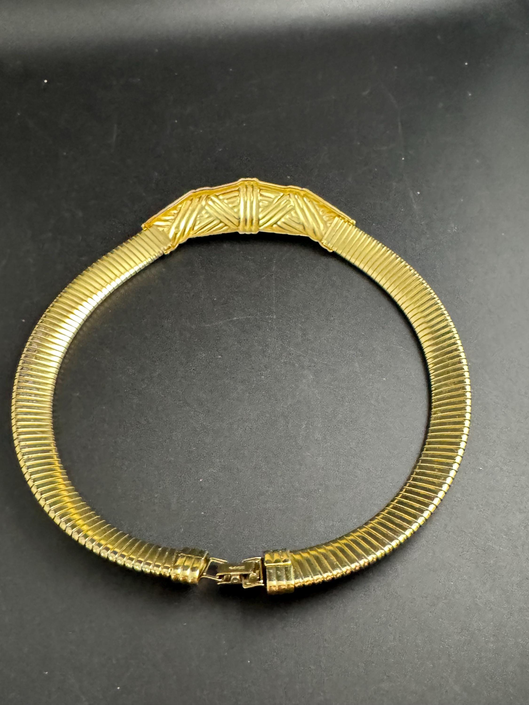 Avon omega wide gold choker, Signed vintage necklace