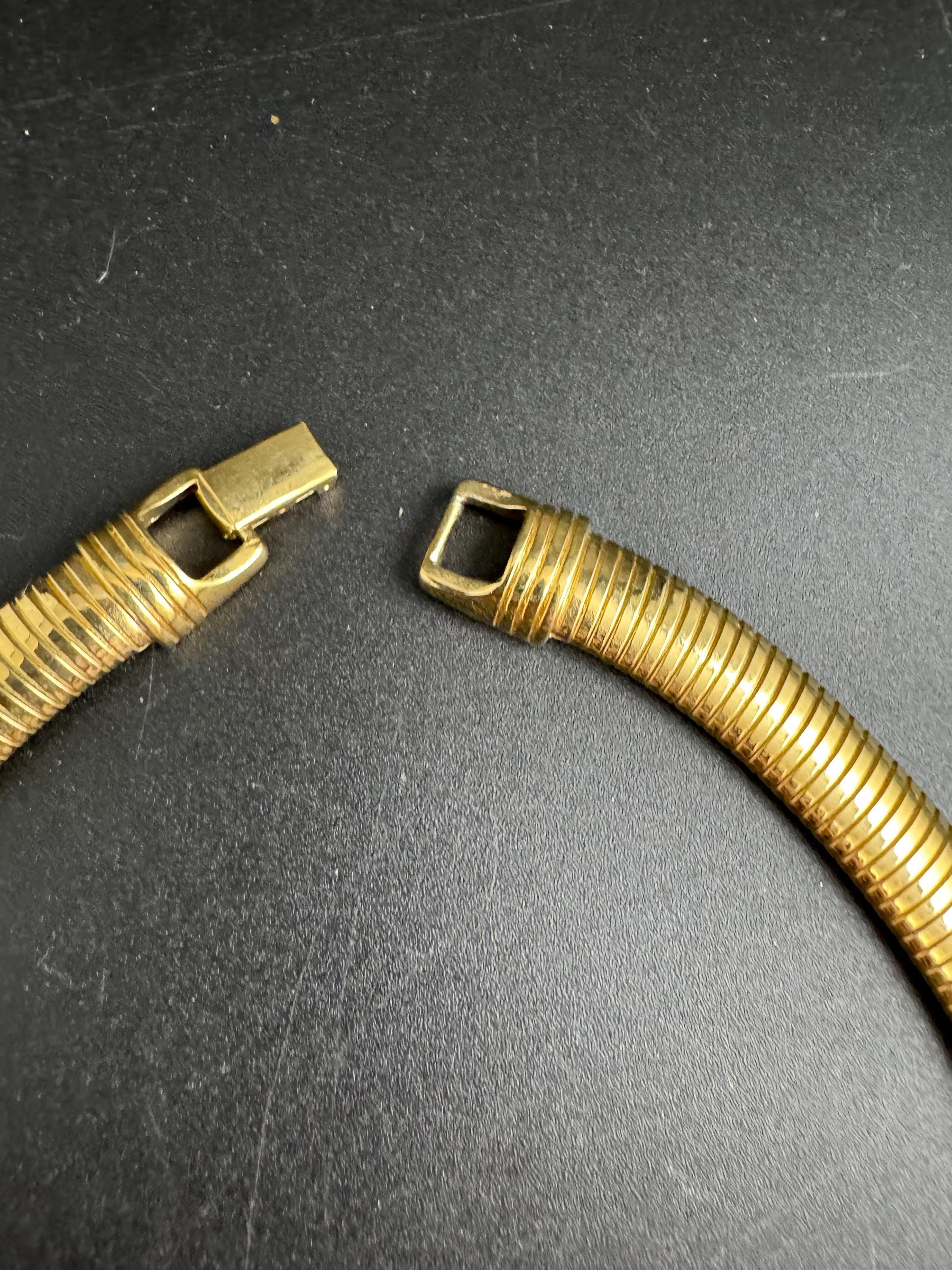 TRIFARI Cream enamel omega gold Choker, Vintage signed