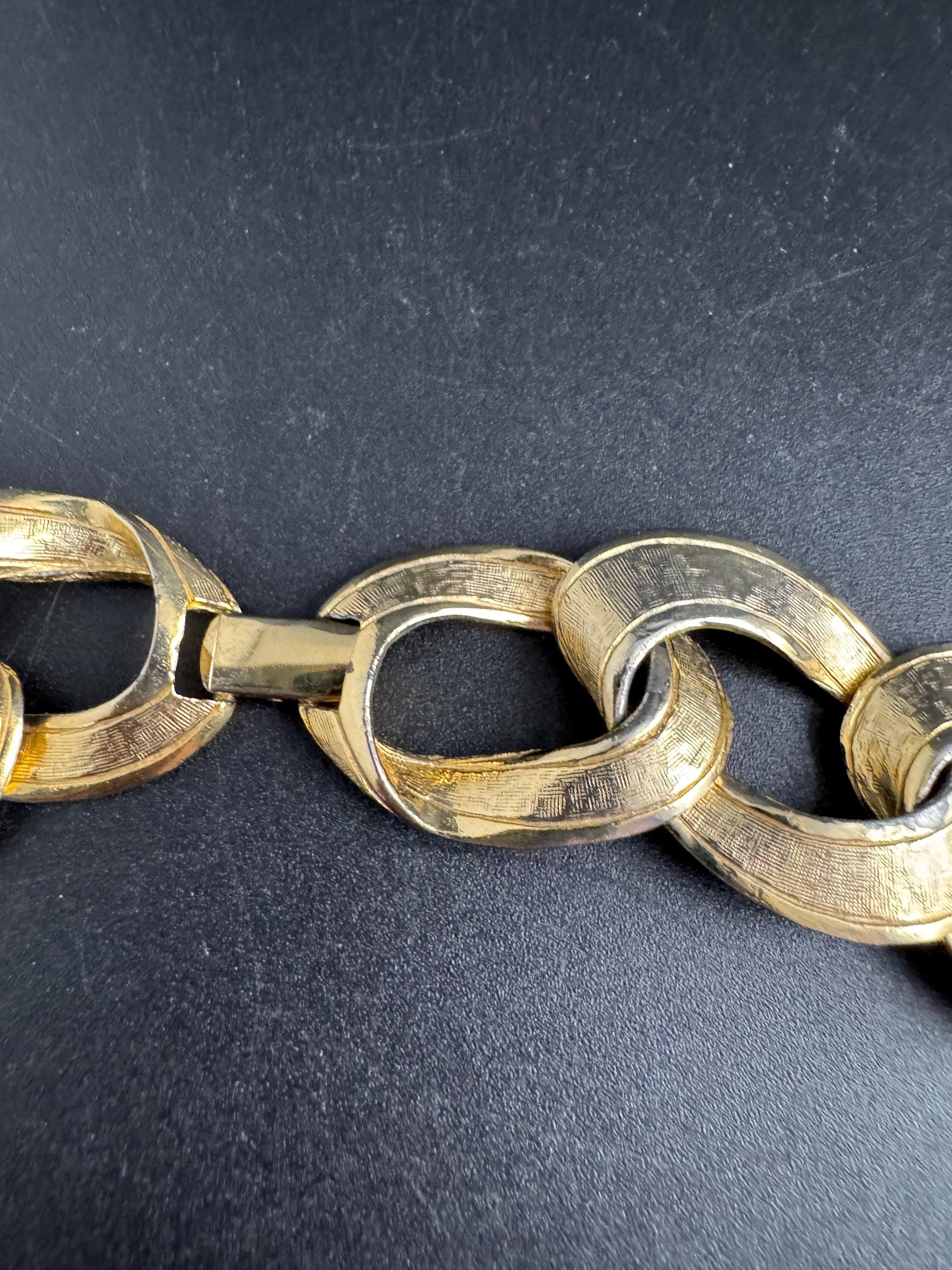 wide gold curb chain choker, chunky statement necklace 1980s