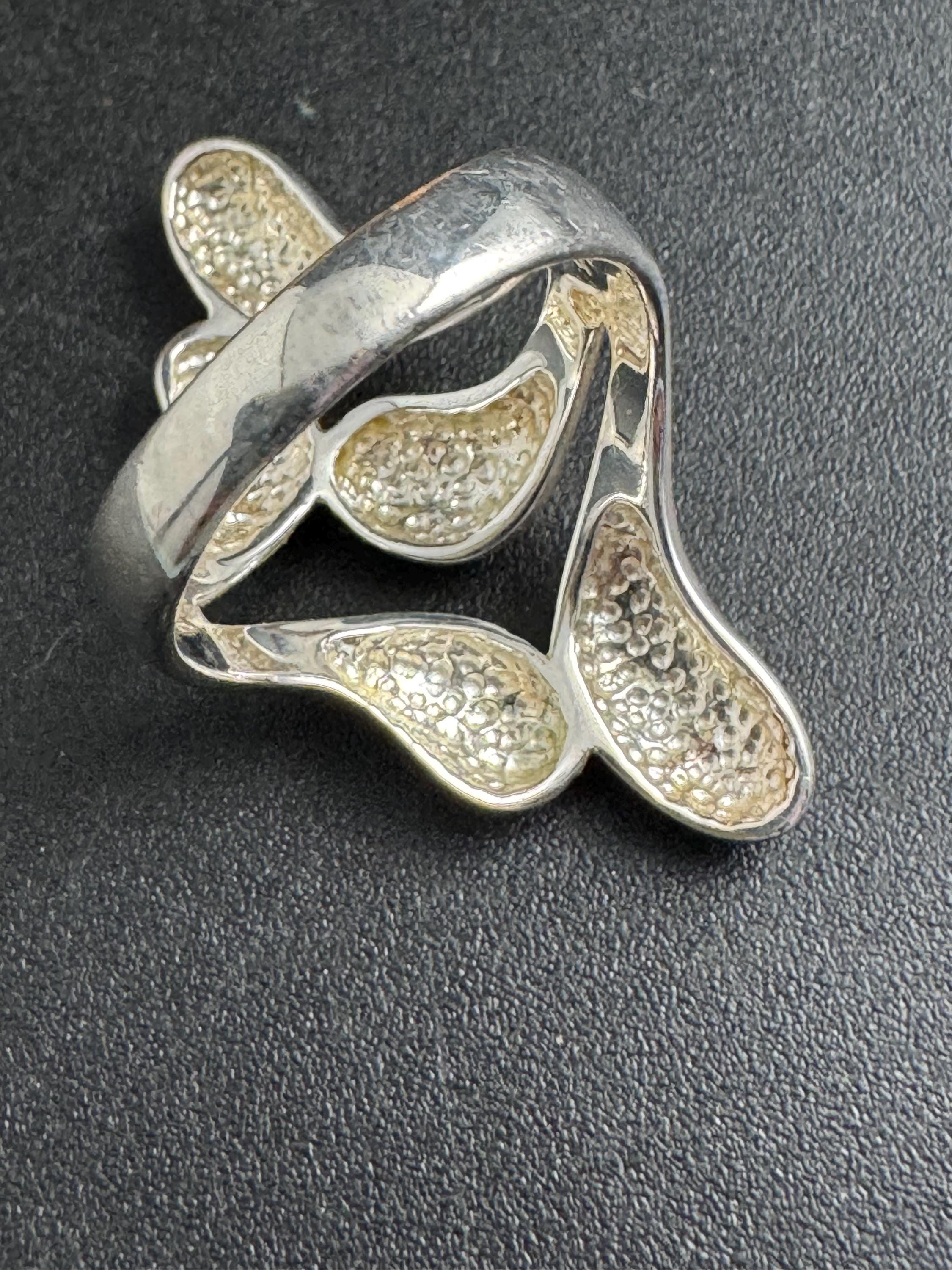 Vintage Silver modernist dress Ring - Modernist Size L.5 925 sterling