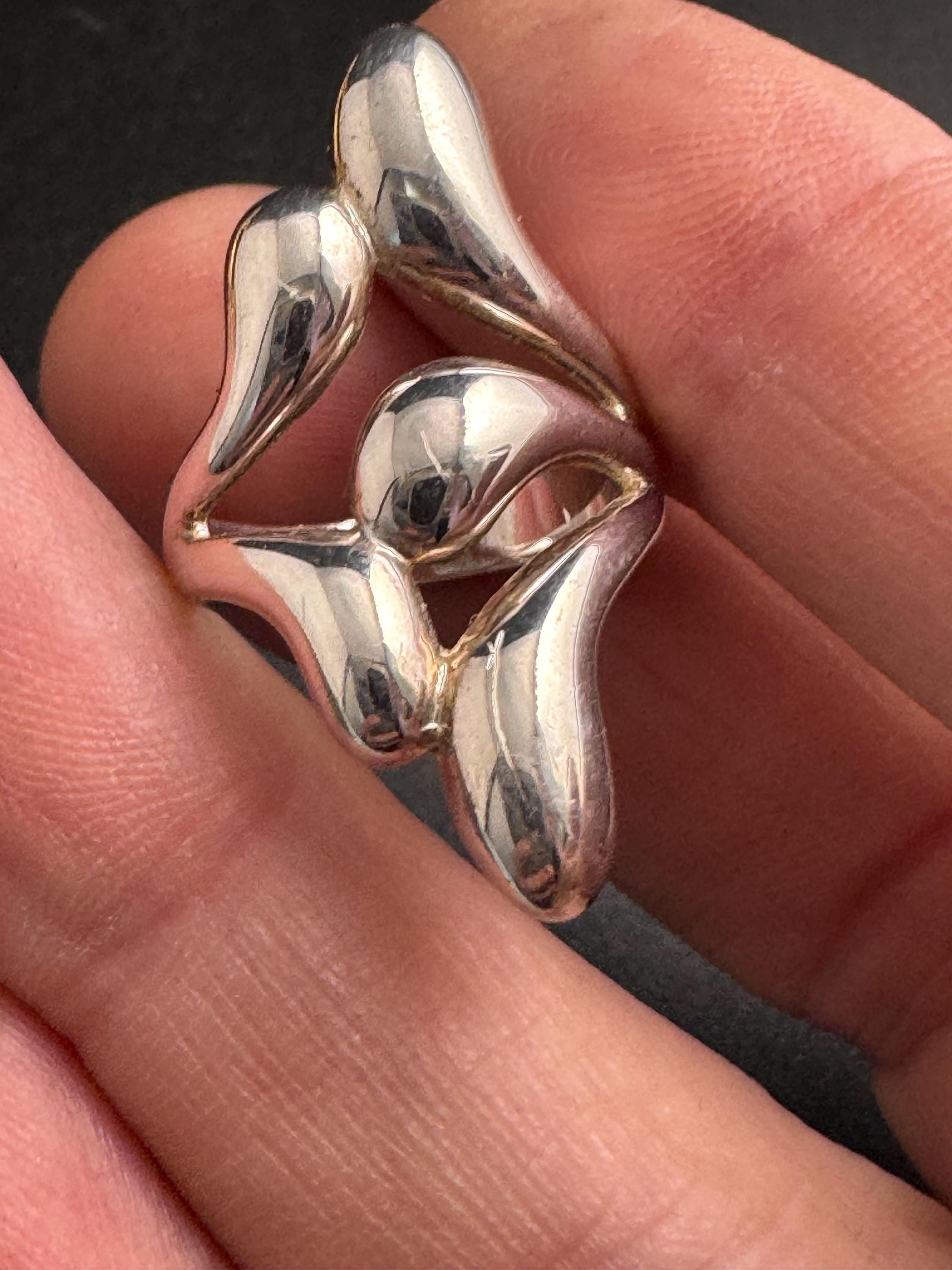 Vintage Silver modernist dress Ring - Modernist Size L.5 925 sterling