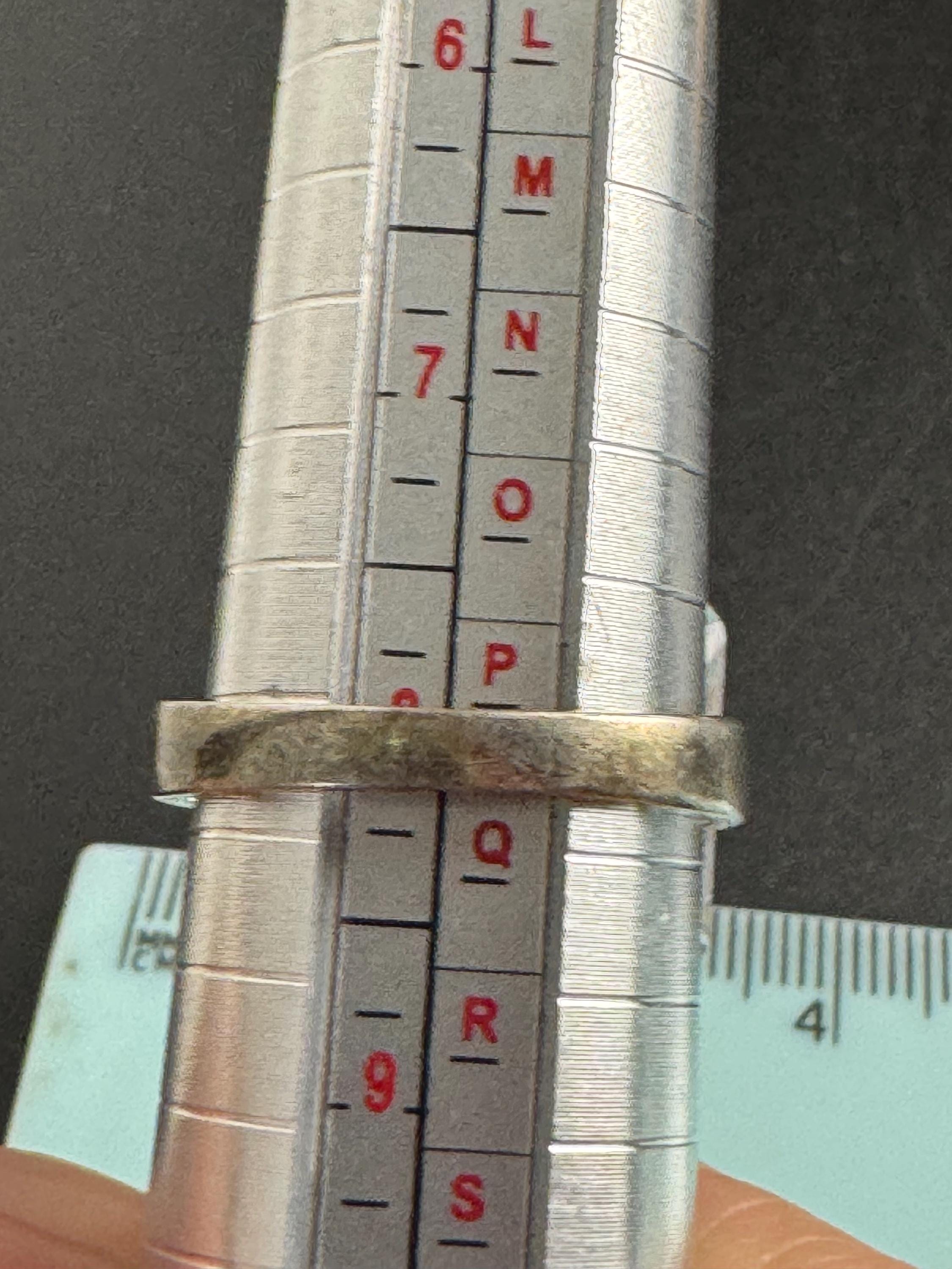 large clear stone cocktail ring, size P.5 modernist 925 sterling silver, signed PK