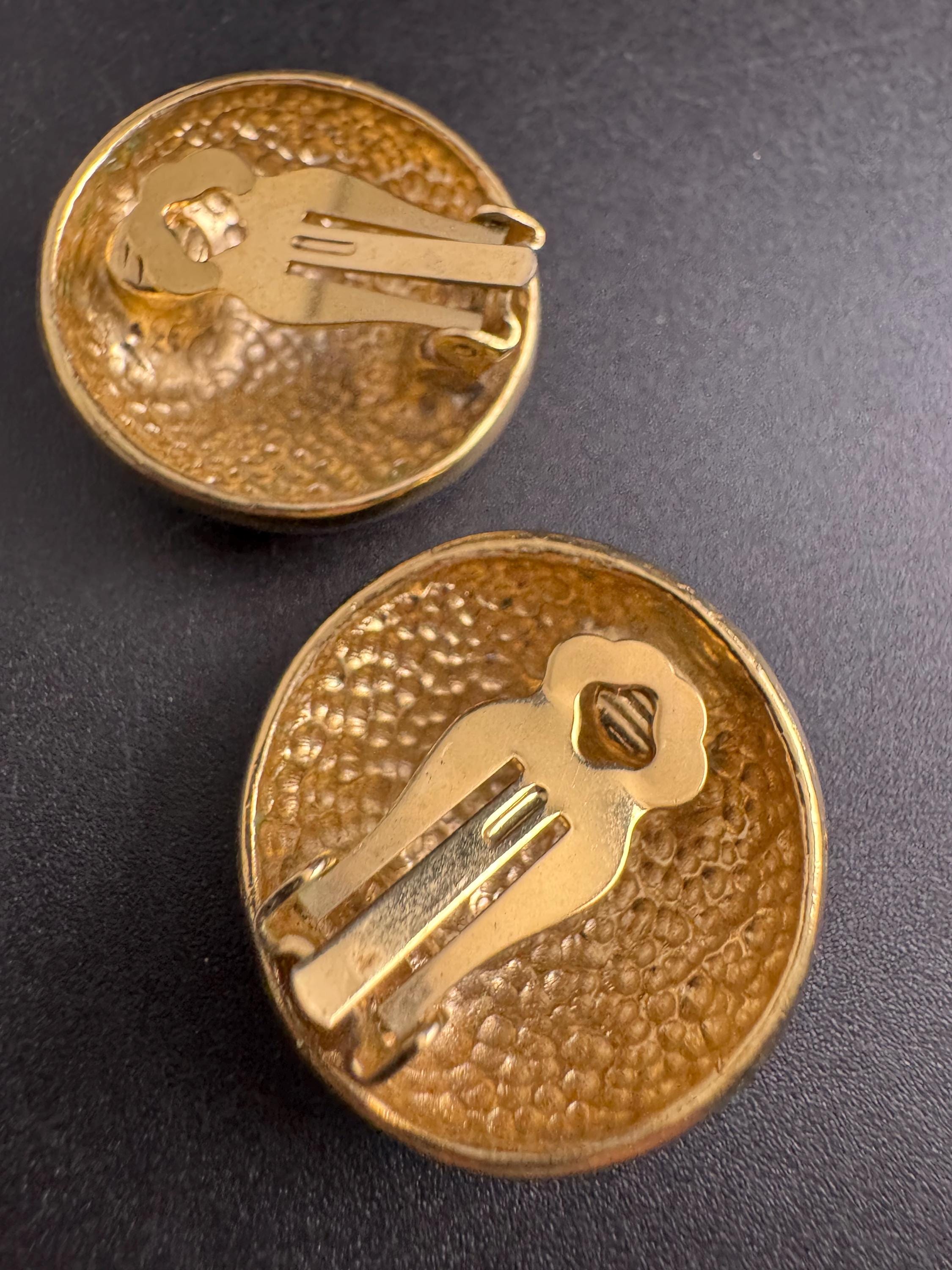 Orange Enamel Clip On Earrings: jaques vert vintage gold plated