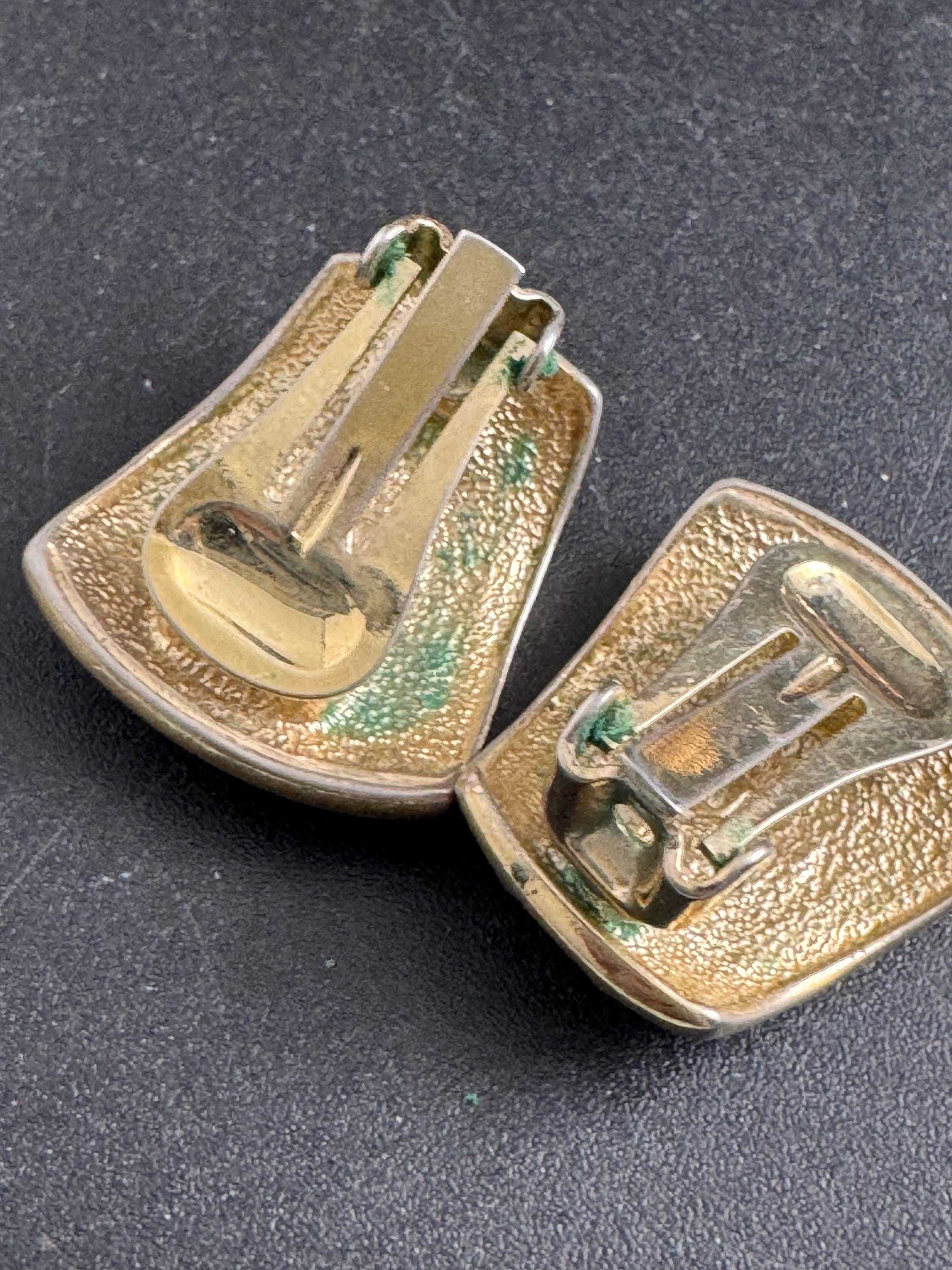 Pink Enamel Clip On Earrings: vintage gold plated dusky rose pink