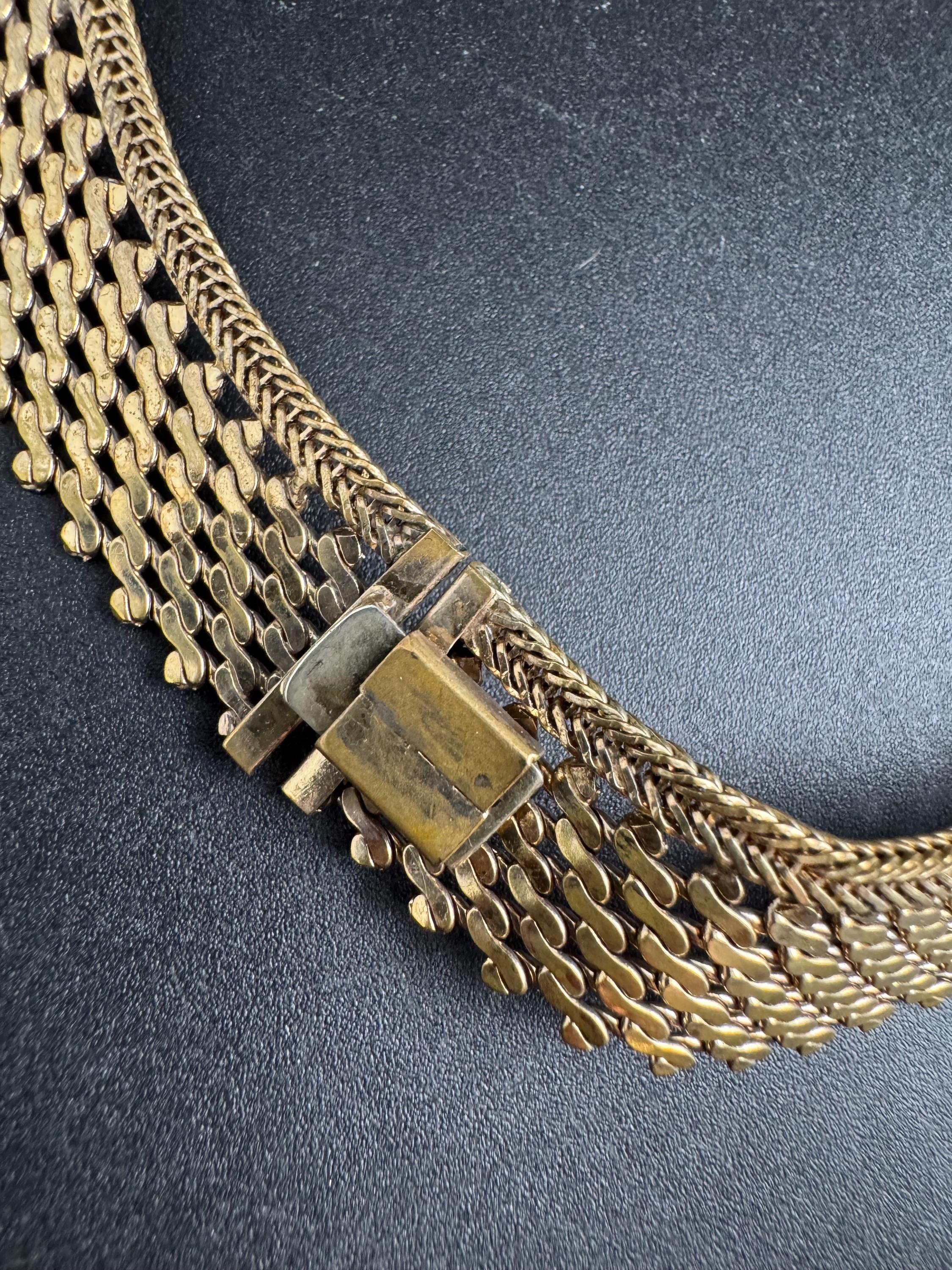 Wide gold mesh choker, vintage necklace 1970s