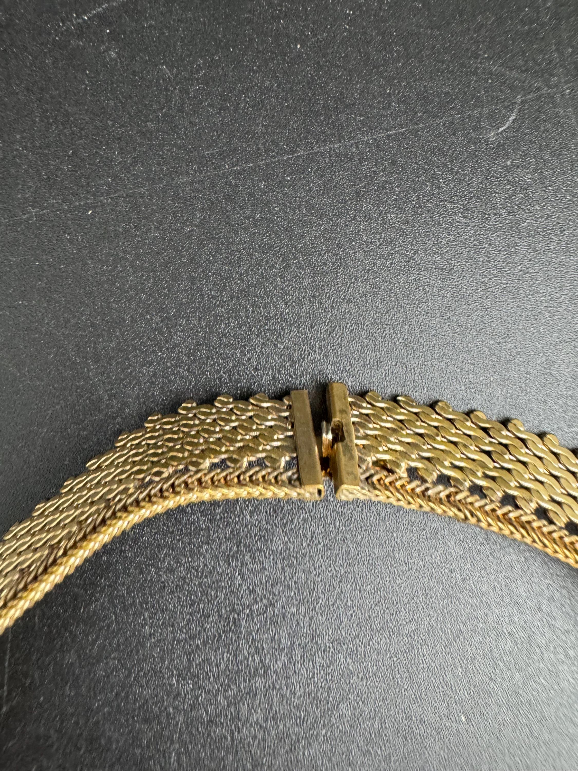 Wide gold mesh choker, vintage necklace 1970s