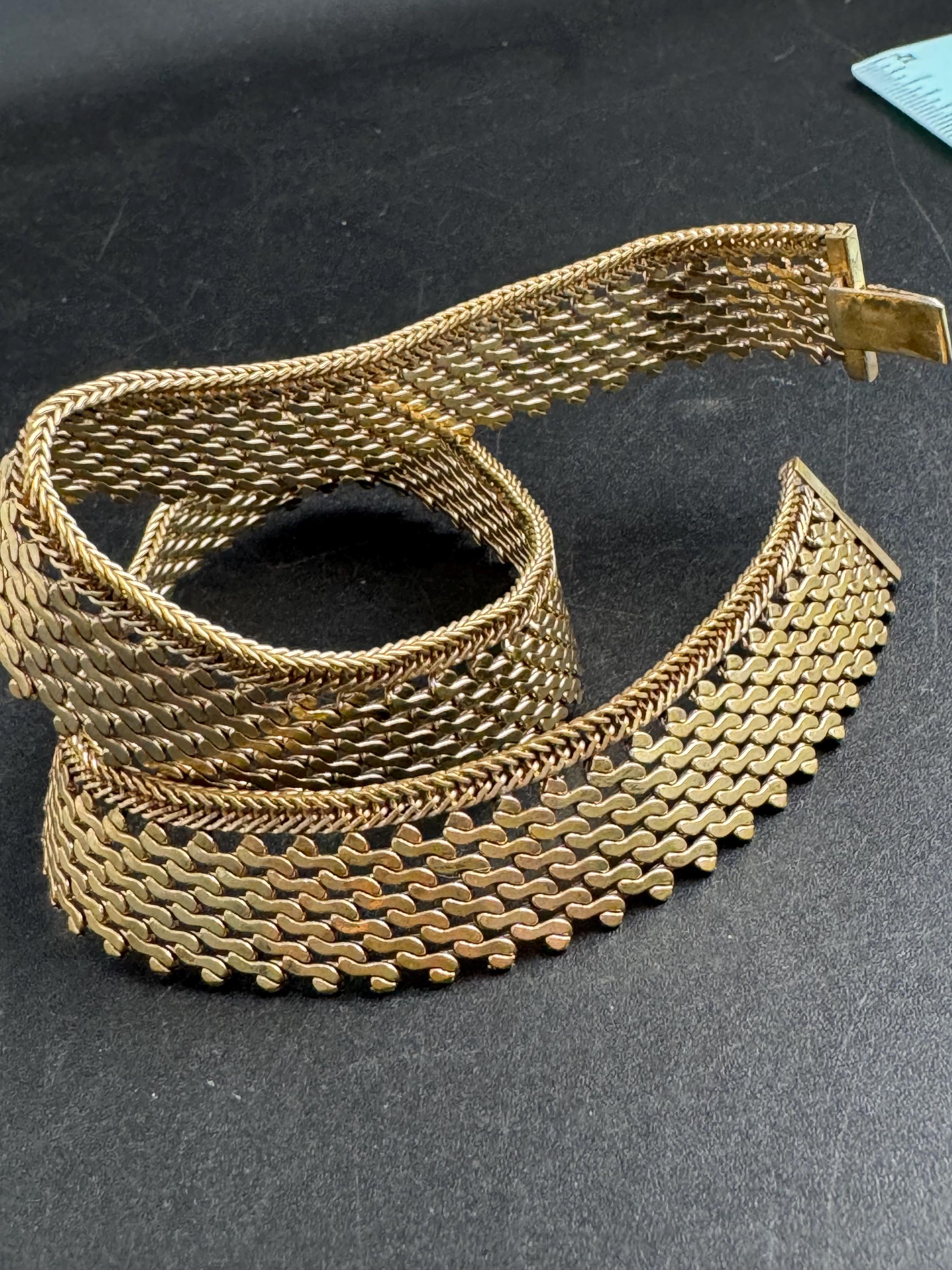 Wide gold mesh choker, vintage necklace 1970s