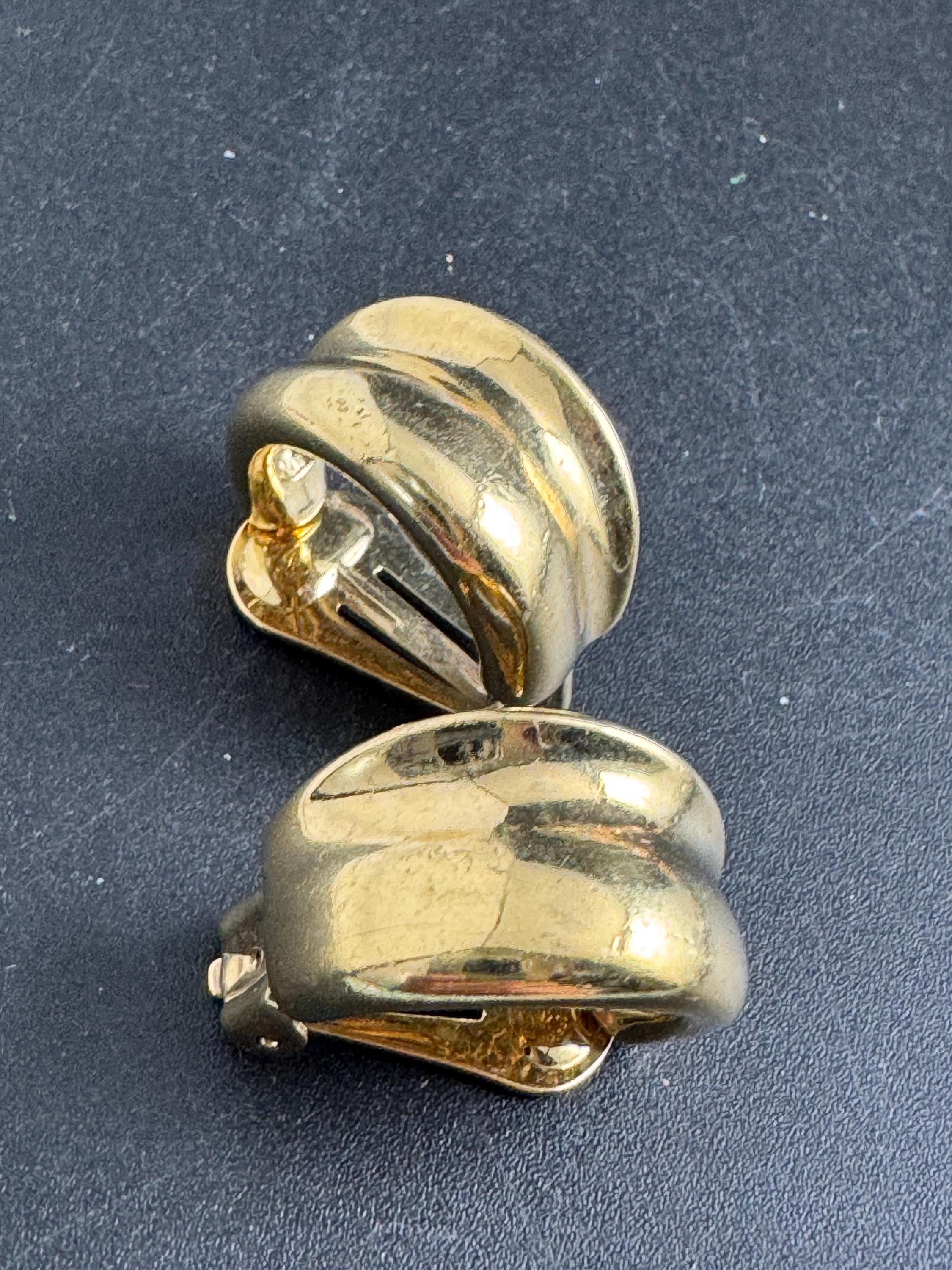 AGATHA PARIS gold hoop clip on earrings, vintage french designer ear clips