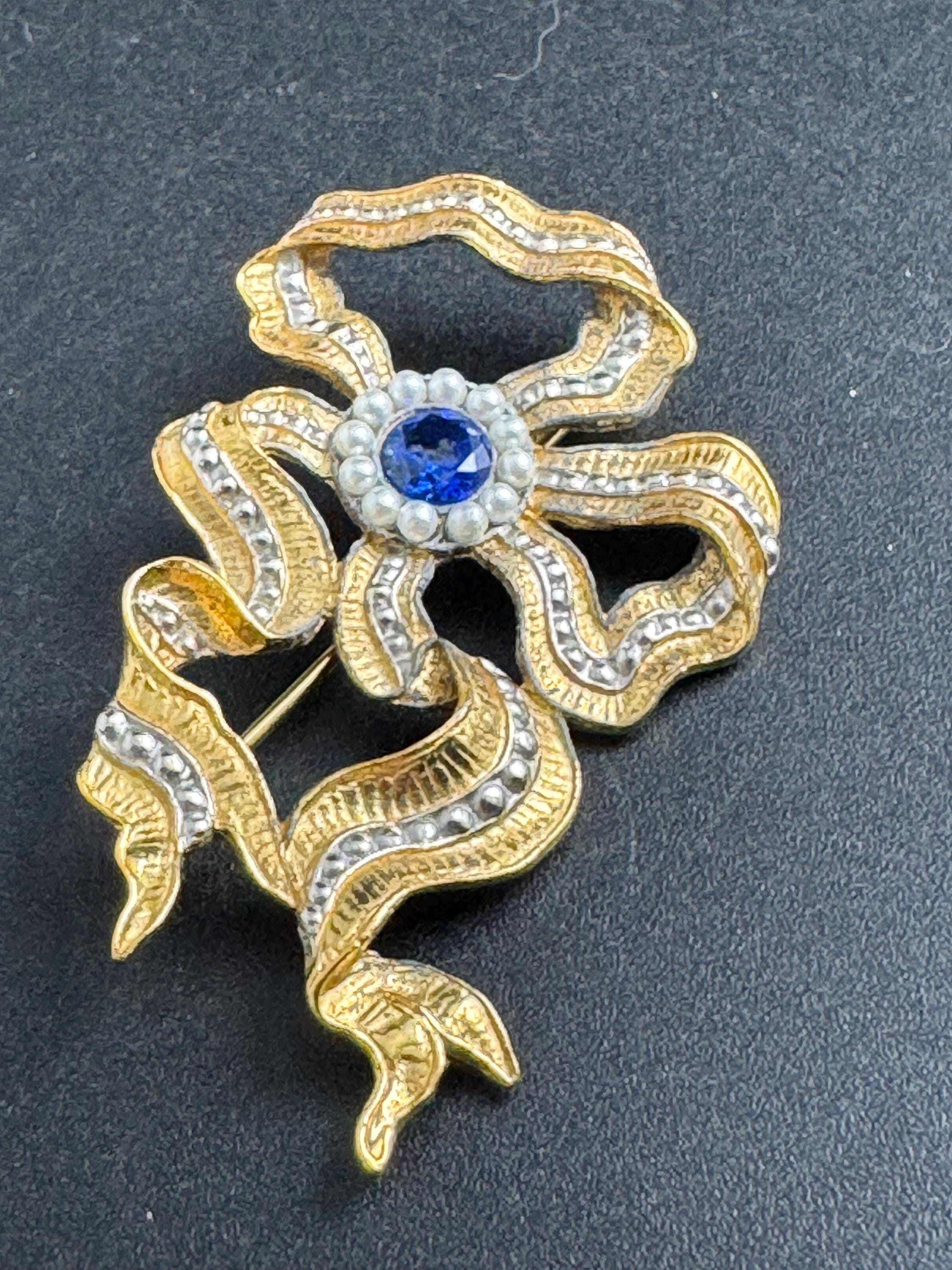 MMA sapphire flower brooch, metropolitan museum of art signed and vintage pin