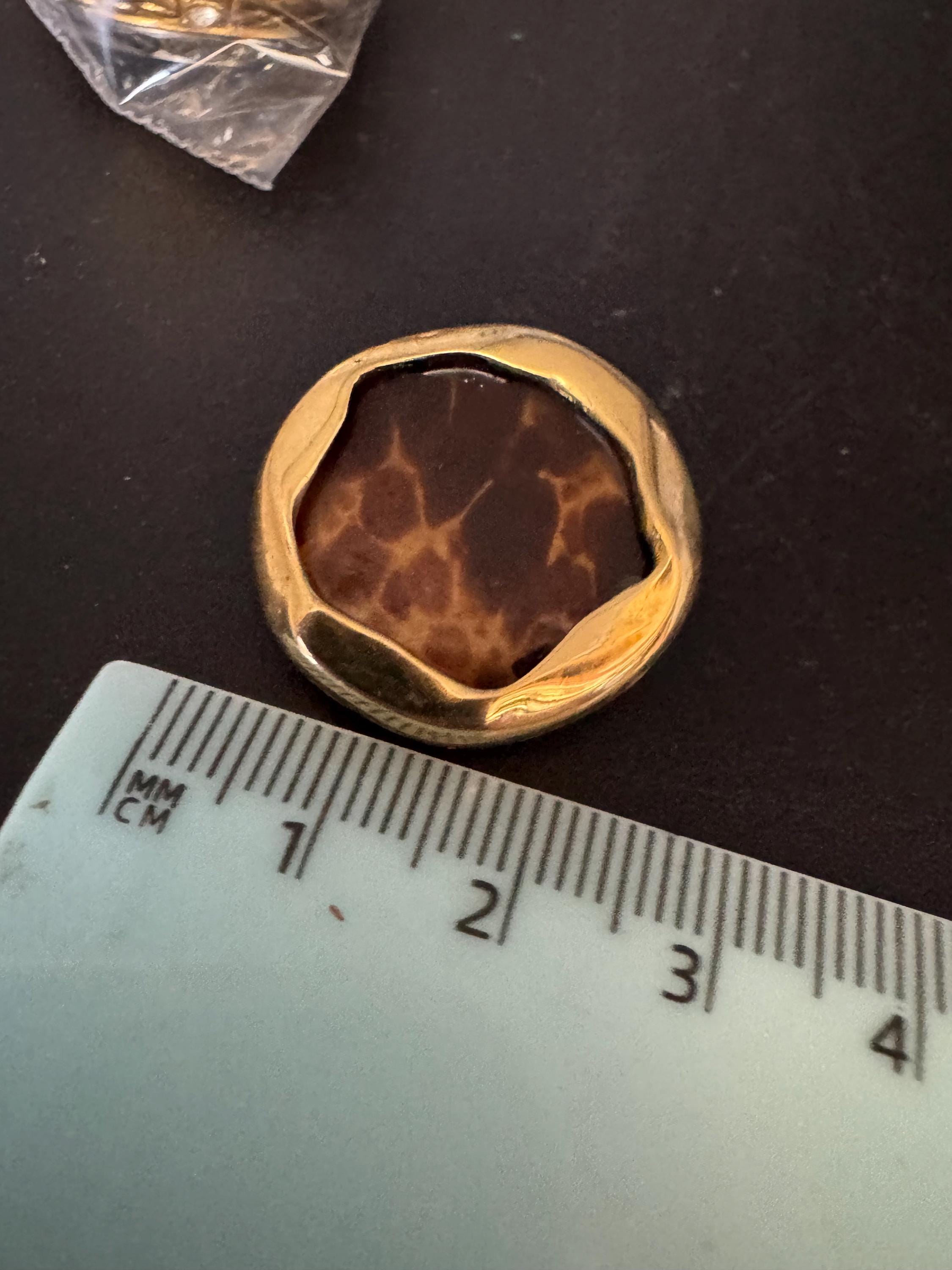 Italian Leopard Print Clip On Earrings: vintage Gold plated brown animal print