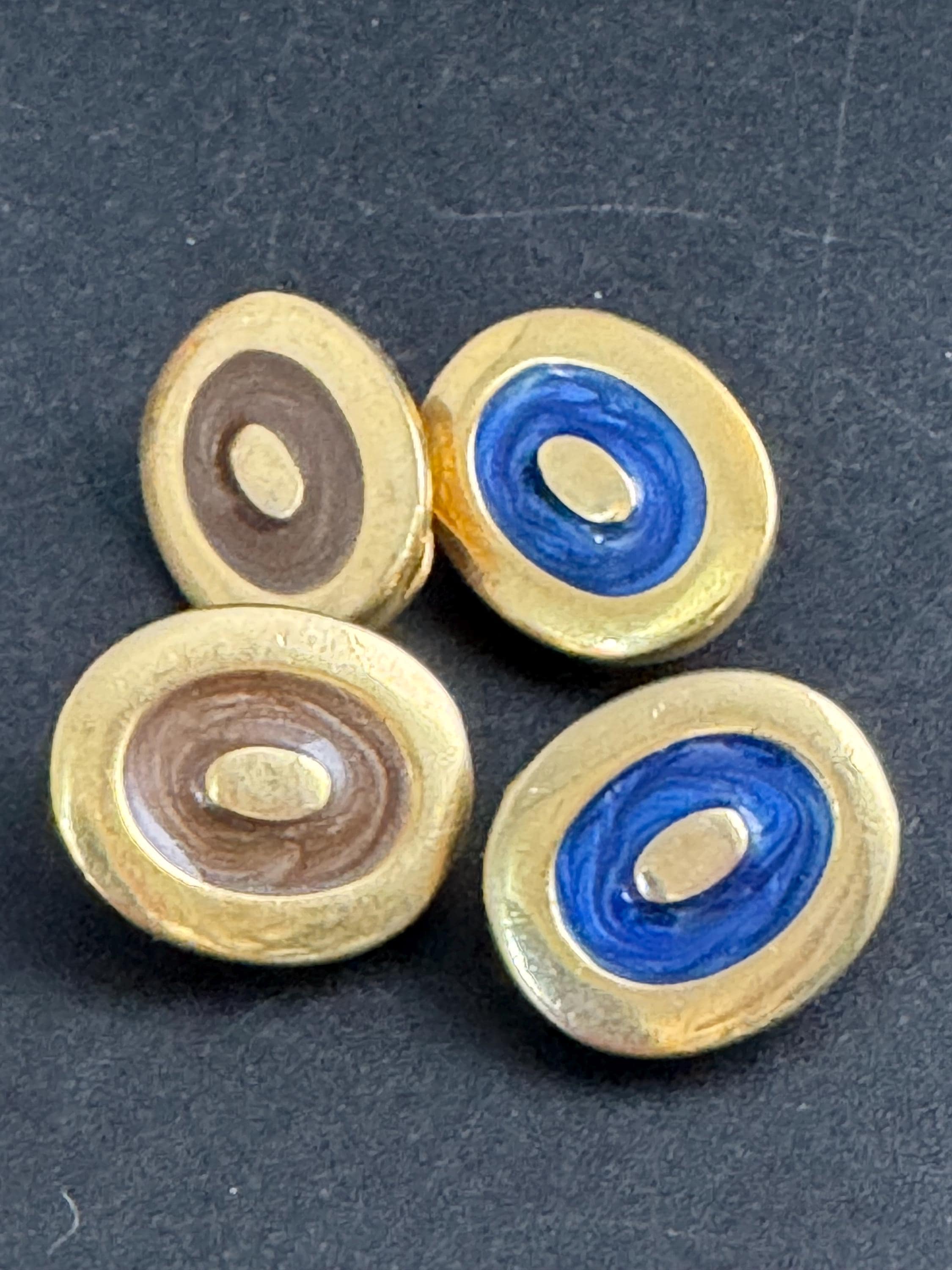 Italian brown Enamel Clip On Earrings: vintage gold plated deadstock