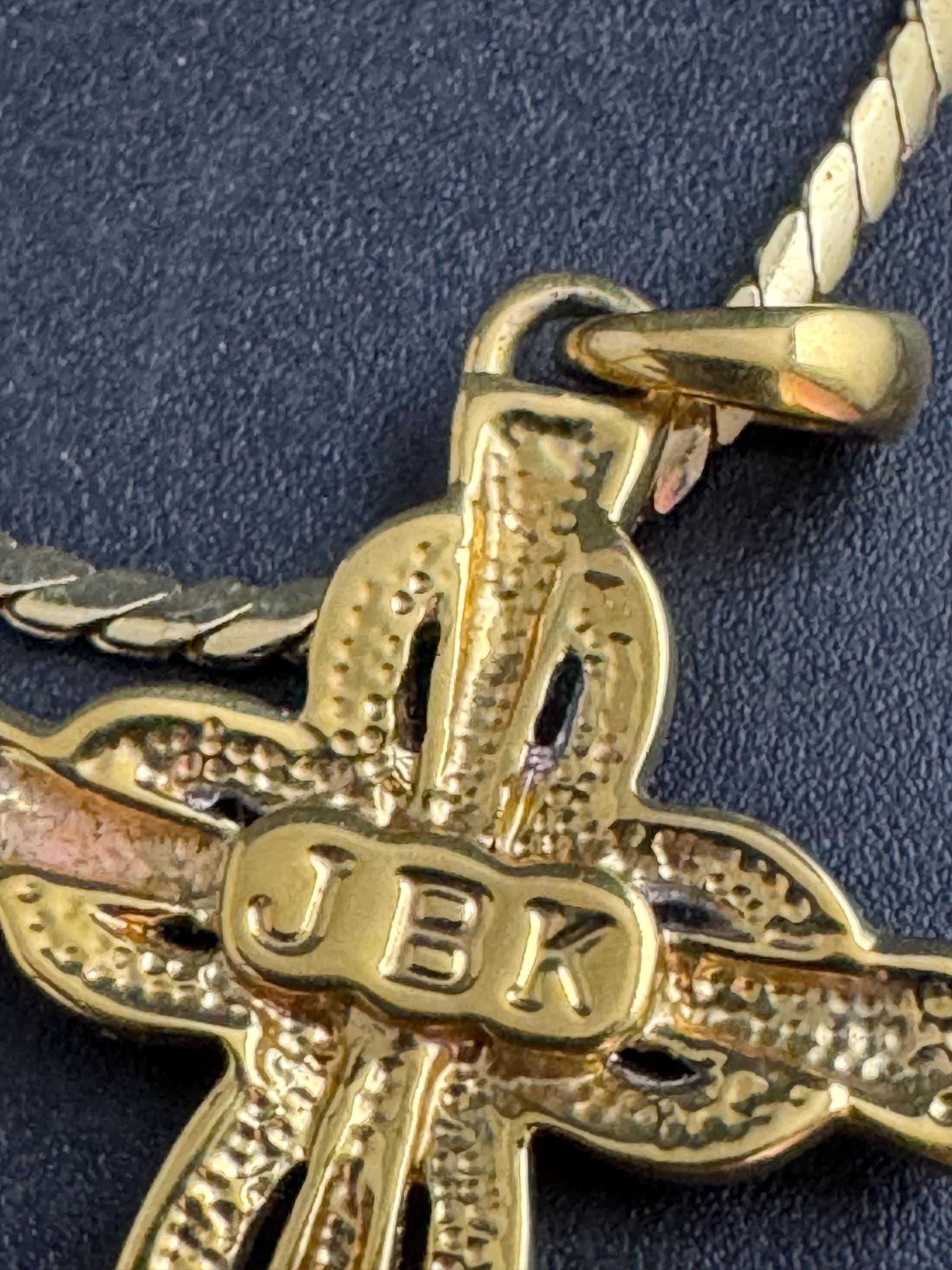 JBK Ruby rhinestone cross pendant, signed Jackie Kennedy camrose and cross