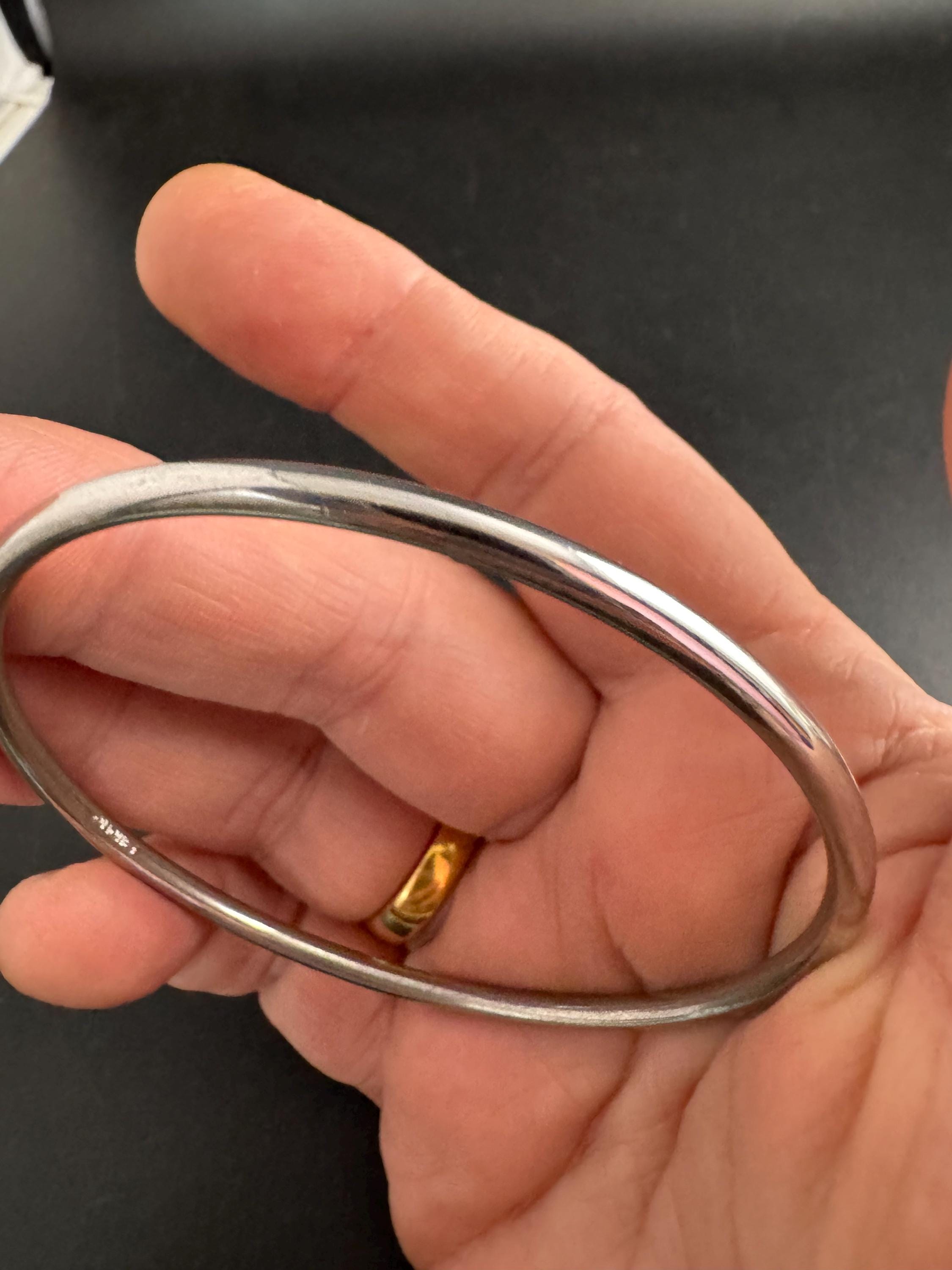 Monet slim stacking bangle , silver tone vintage and signed