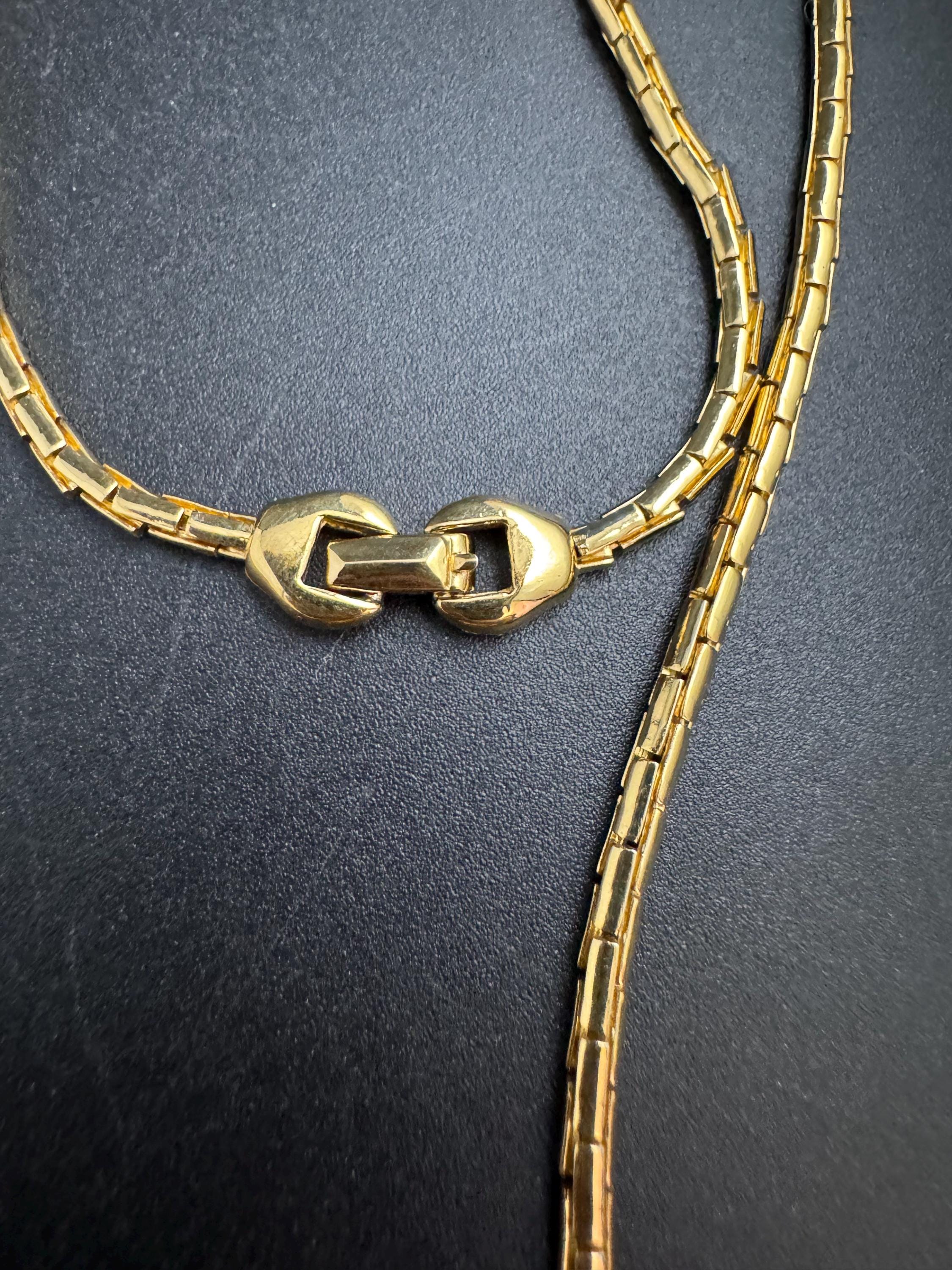 D’orlan rhinestone pendant necklace, vintage signed gold plated