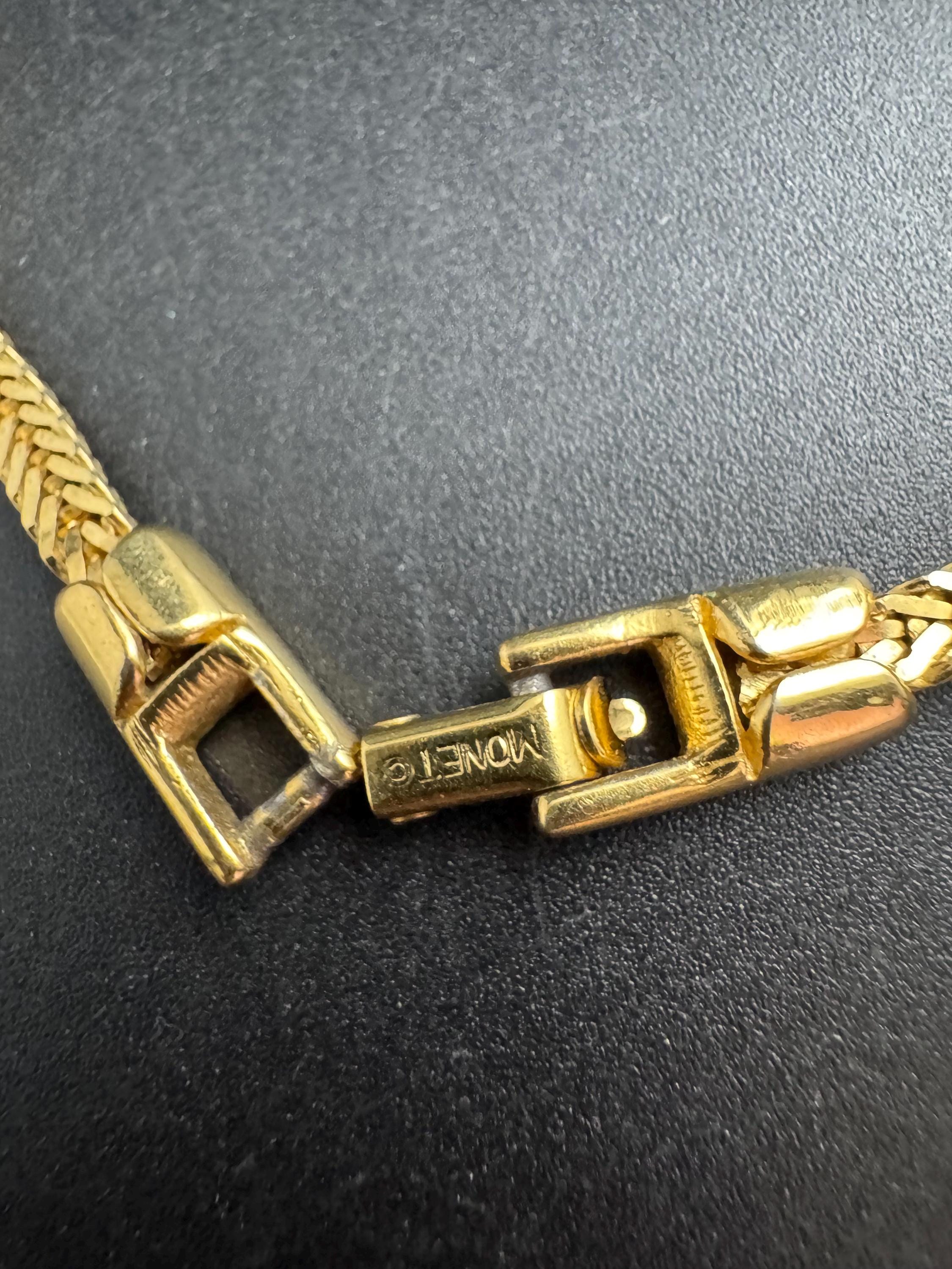 MONET clear rhinestone chain necklace, vintage and signed