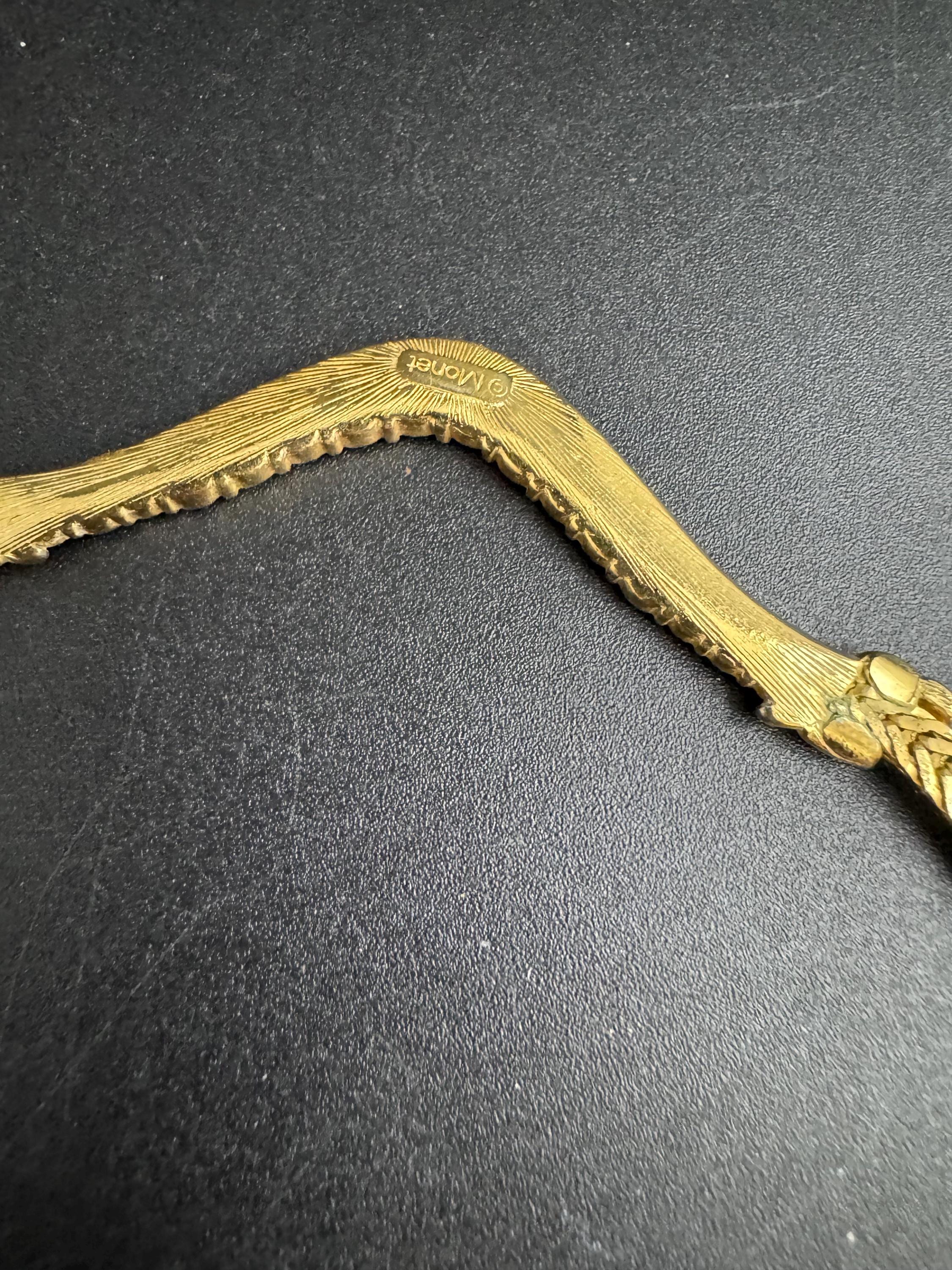 MONET clear rhinestone chain necklace, vintage and signed