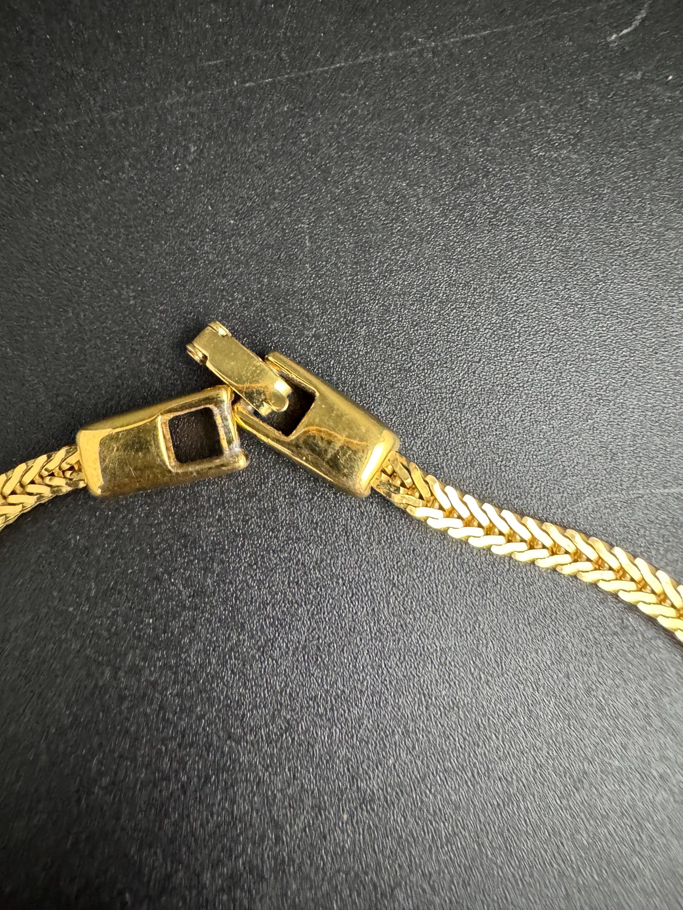 MONET clear rhinestone chain necklace, vintage and signed