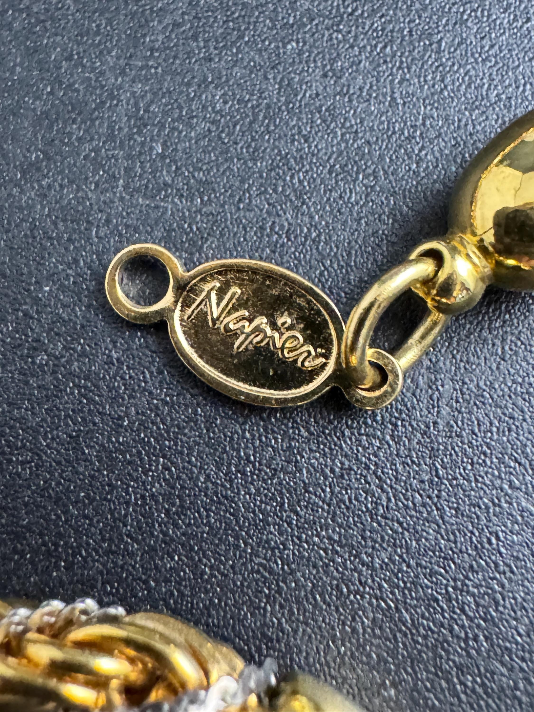 NAPIER rope chain bracelet , signed mixed metals gold and silver vintage