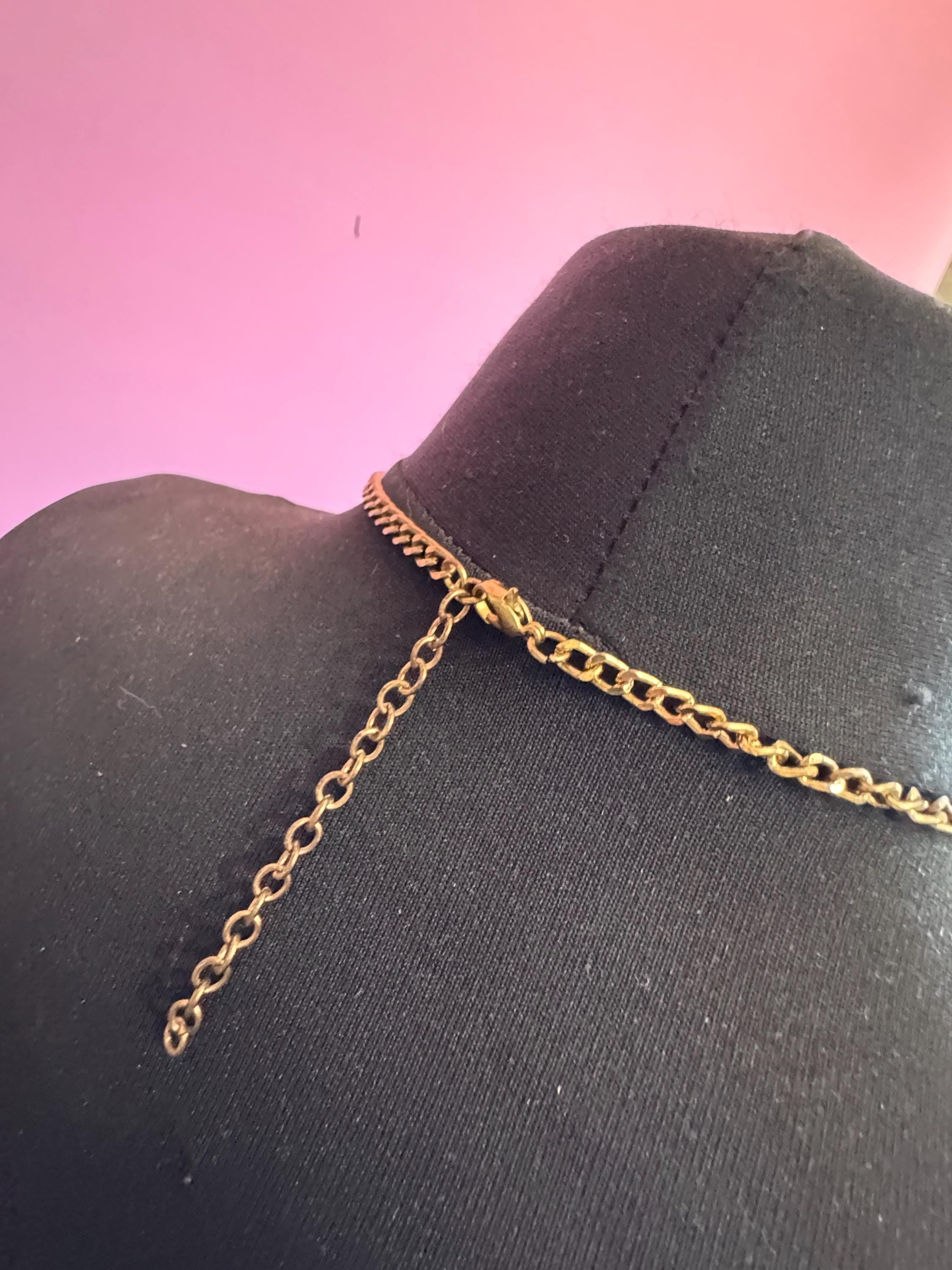 Black and yellow oversized statement necklace, acrylic and rhinestones