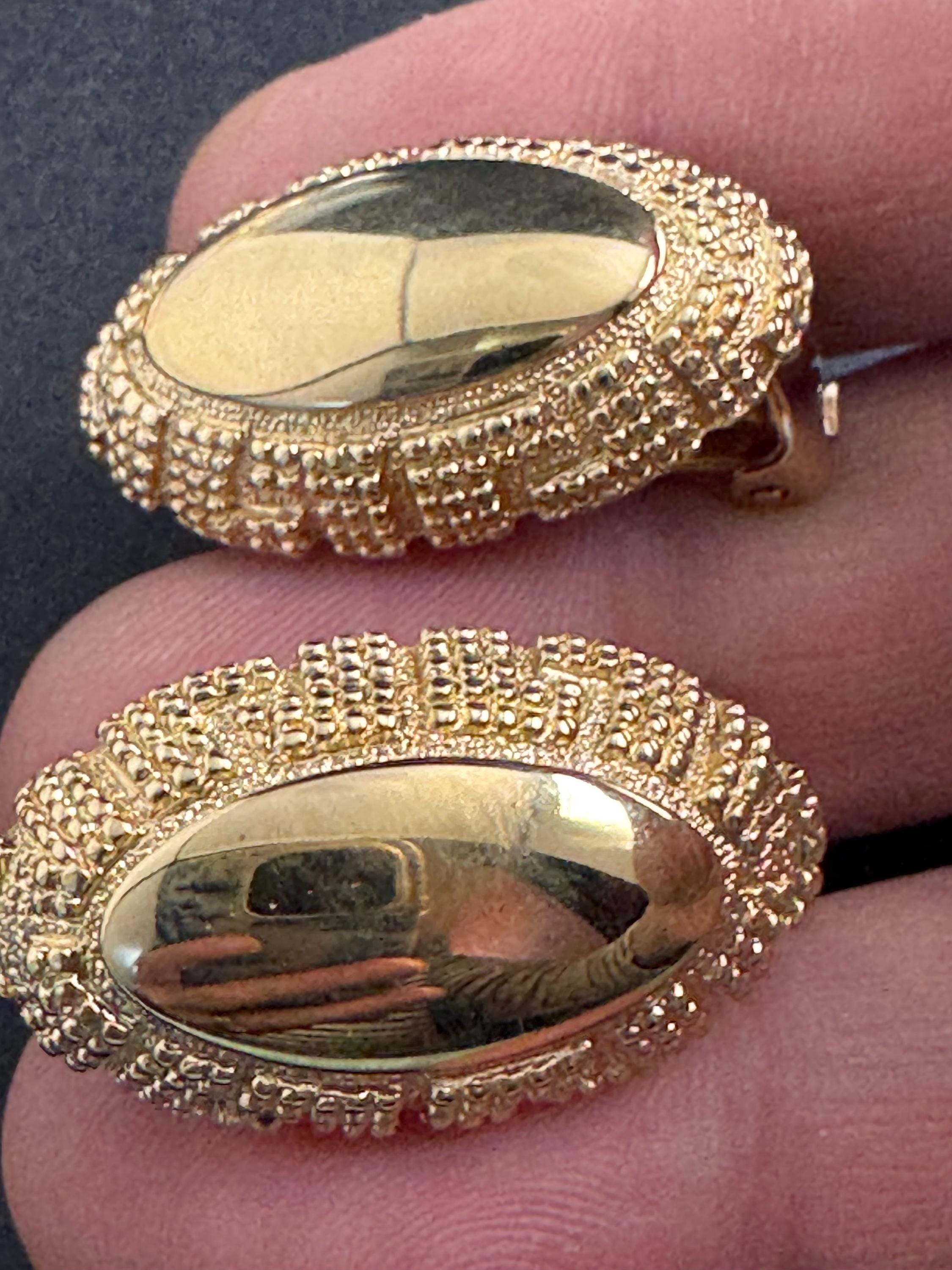 Grosse gold plated clip on earrings, unused vintage stock designer and fully signed