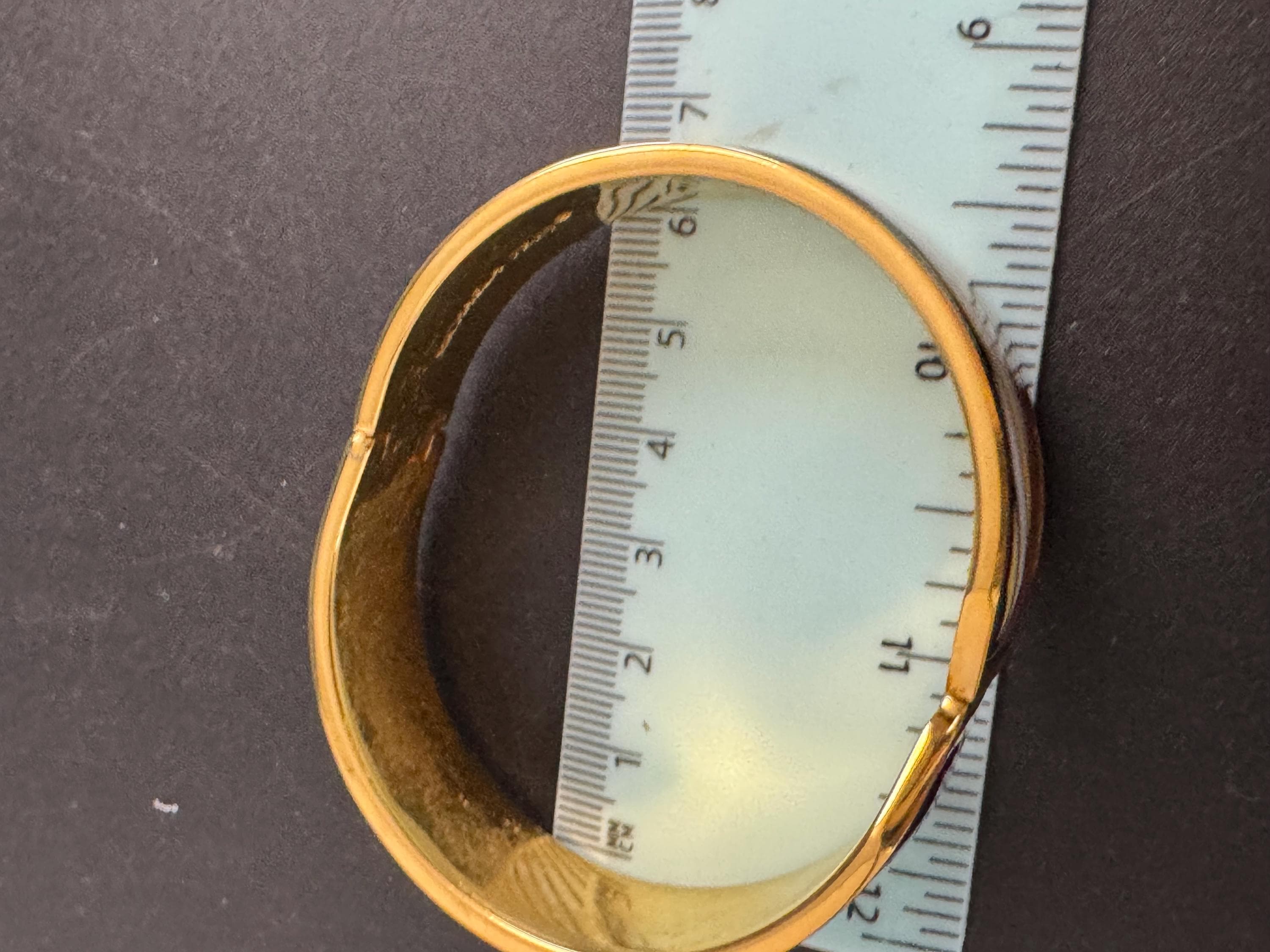 Michaela Frey 24ct gp Enamel Bangle, Vintage Designer Clamper Bracelet Austria