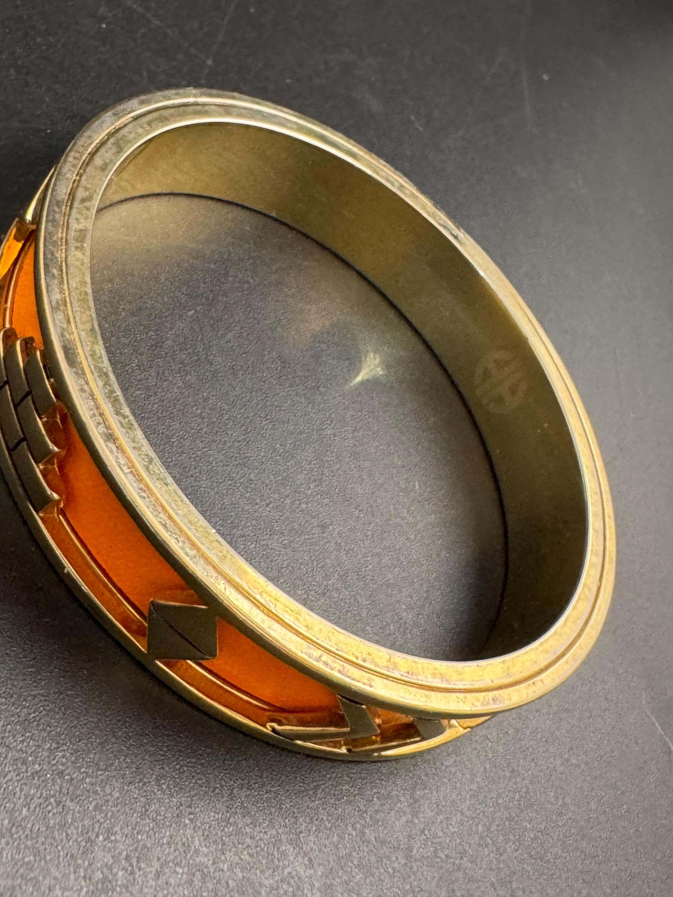 House of Harlow Orange inca bangle, enamelled 1960s gold plated