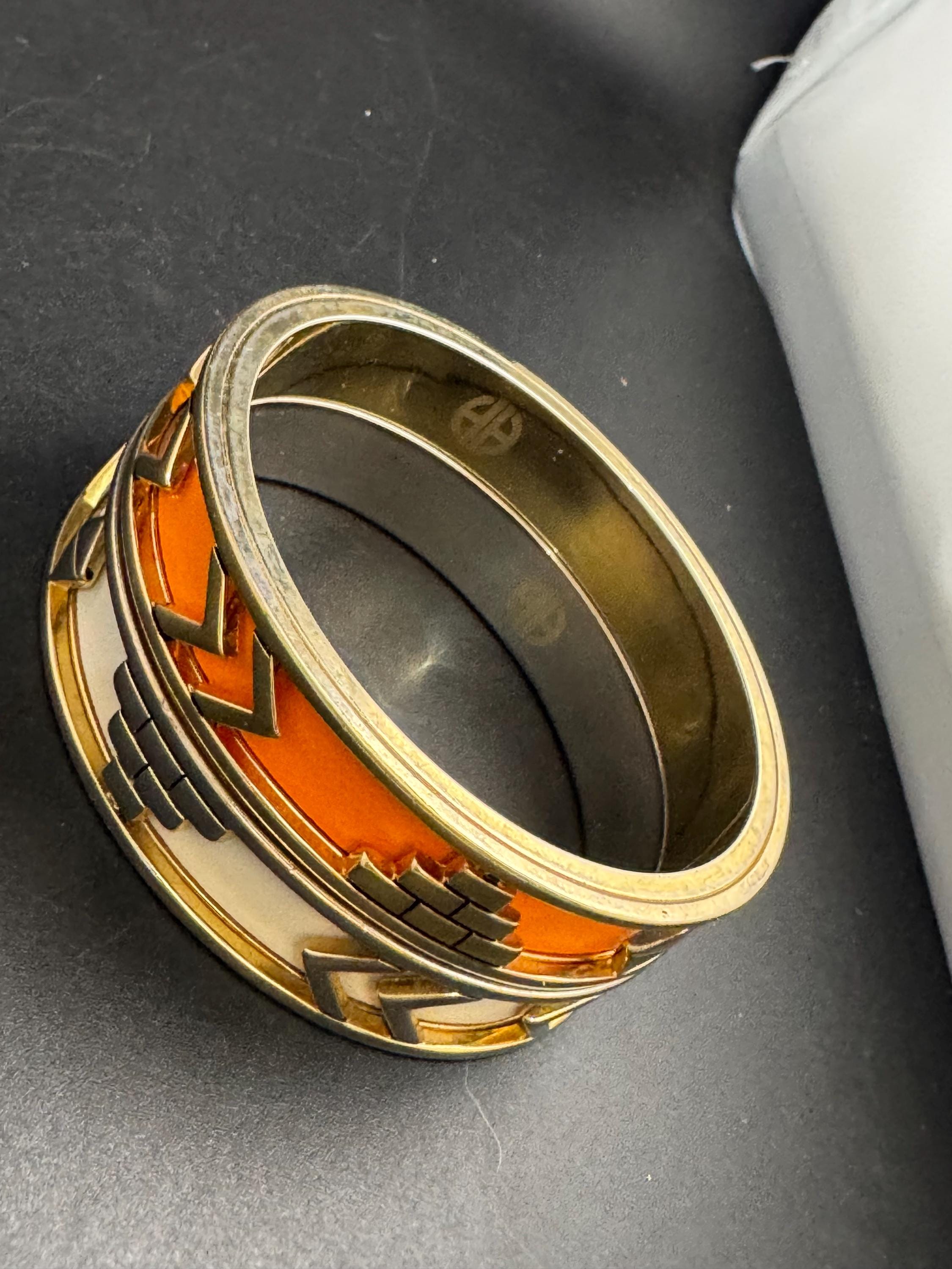 House of Harlow cream inca bangle, enamelled 1960s silver tone and gold plated