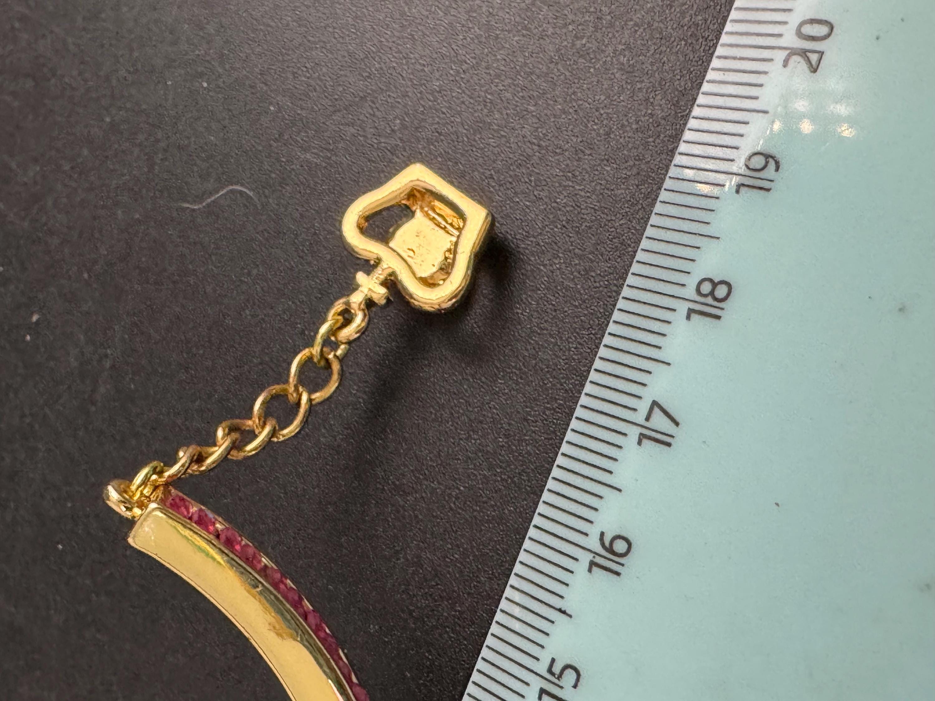 Butler & Wilson pink rhinestone bracelet, ab rhinestone crystals with green peking glass central cabochon