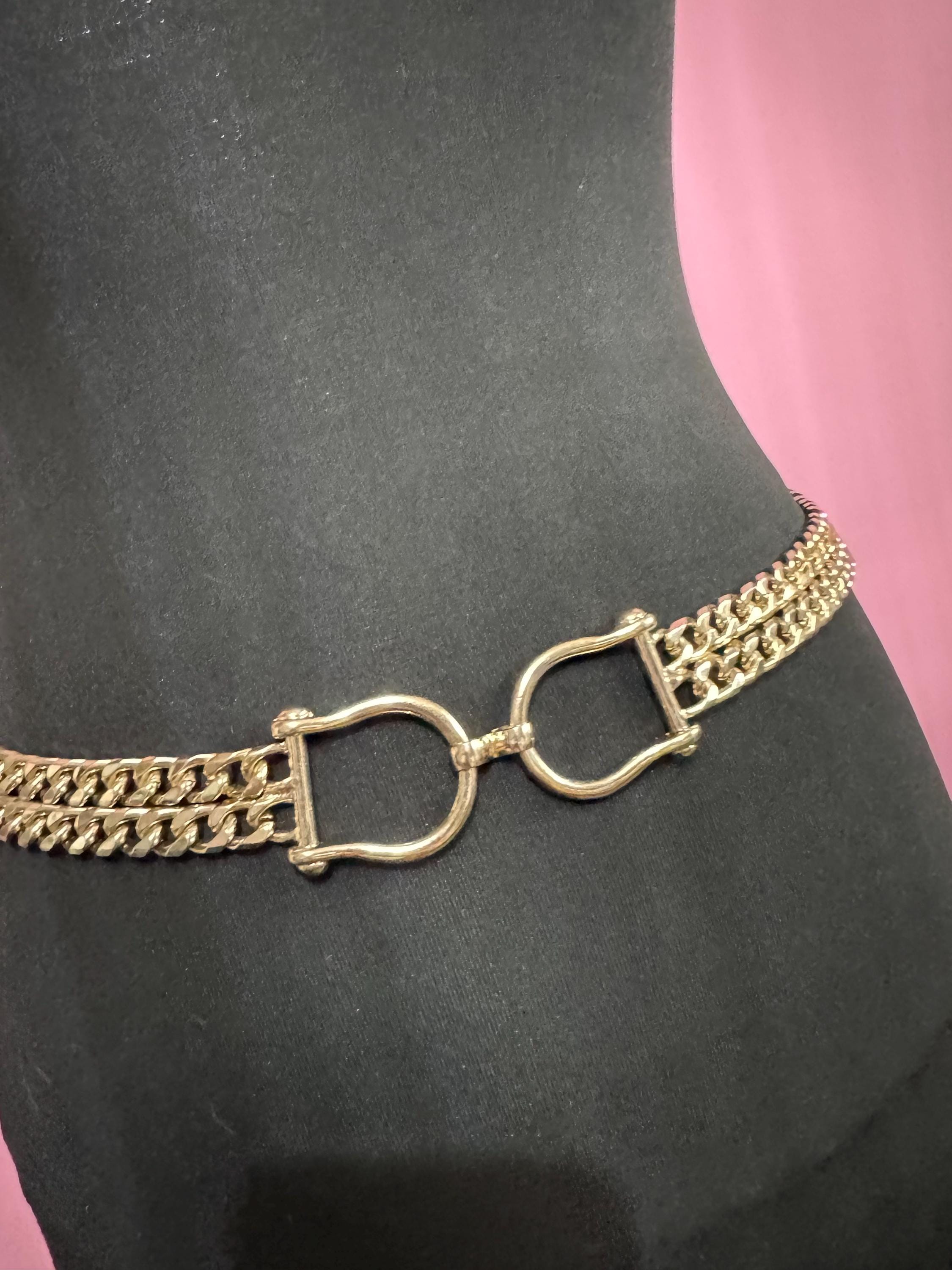 Horse bit Gold snaffle chain belt, fits 84-100cm waist equestrian