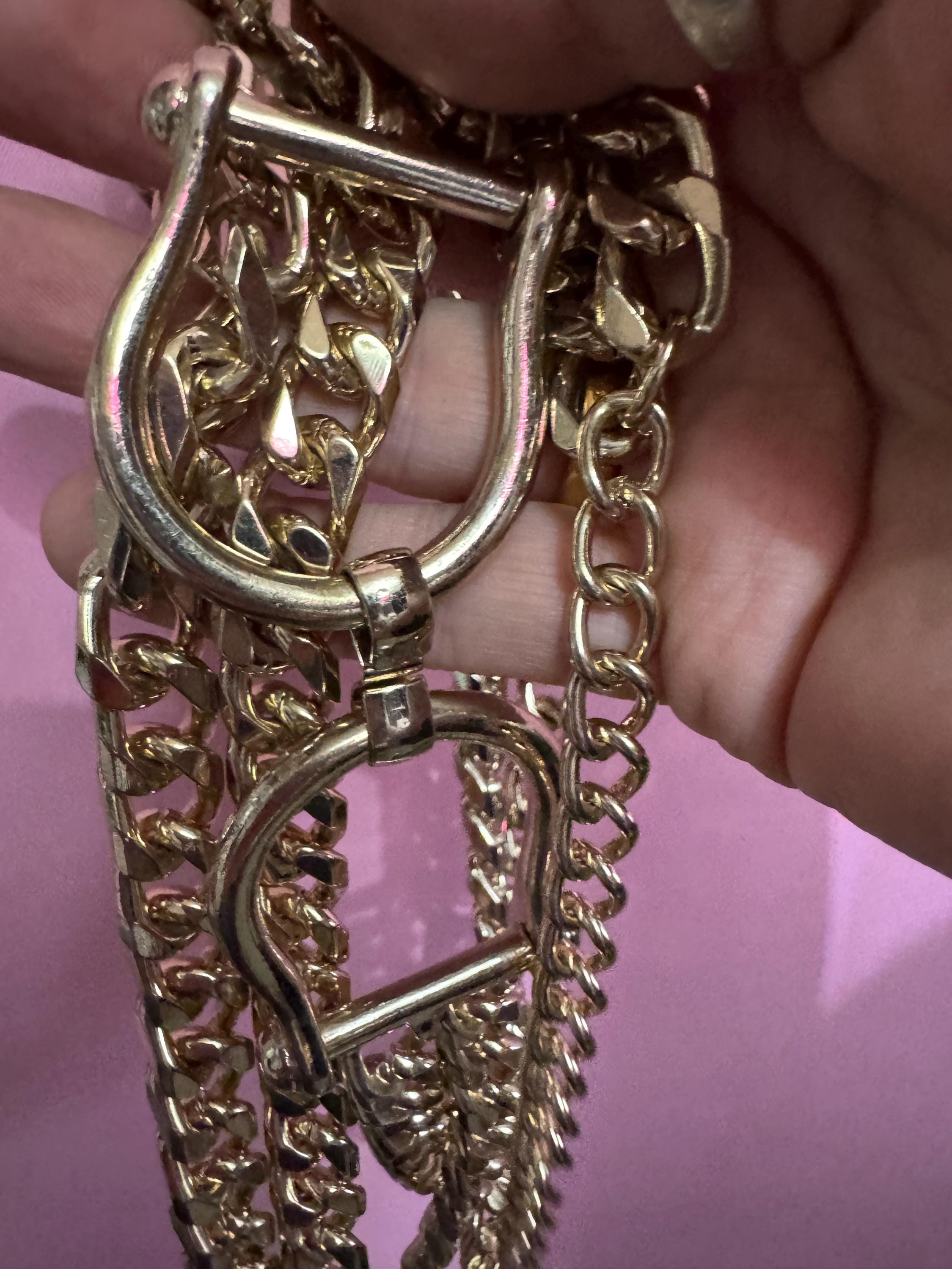Horse bit Gold snaffle chain belt, fits 84-100cm waist equestrian
