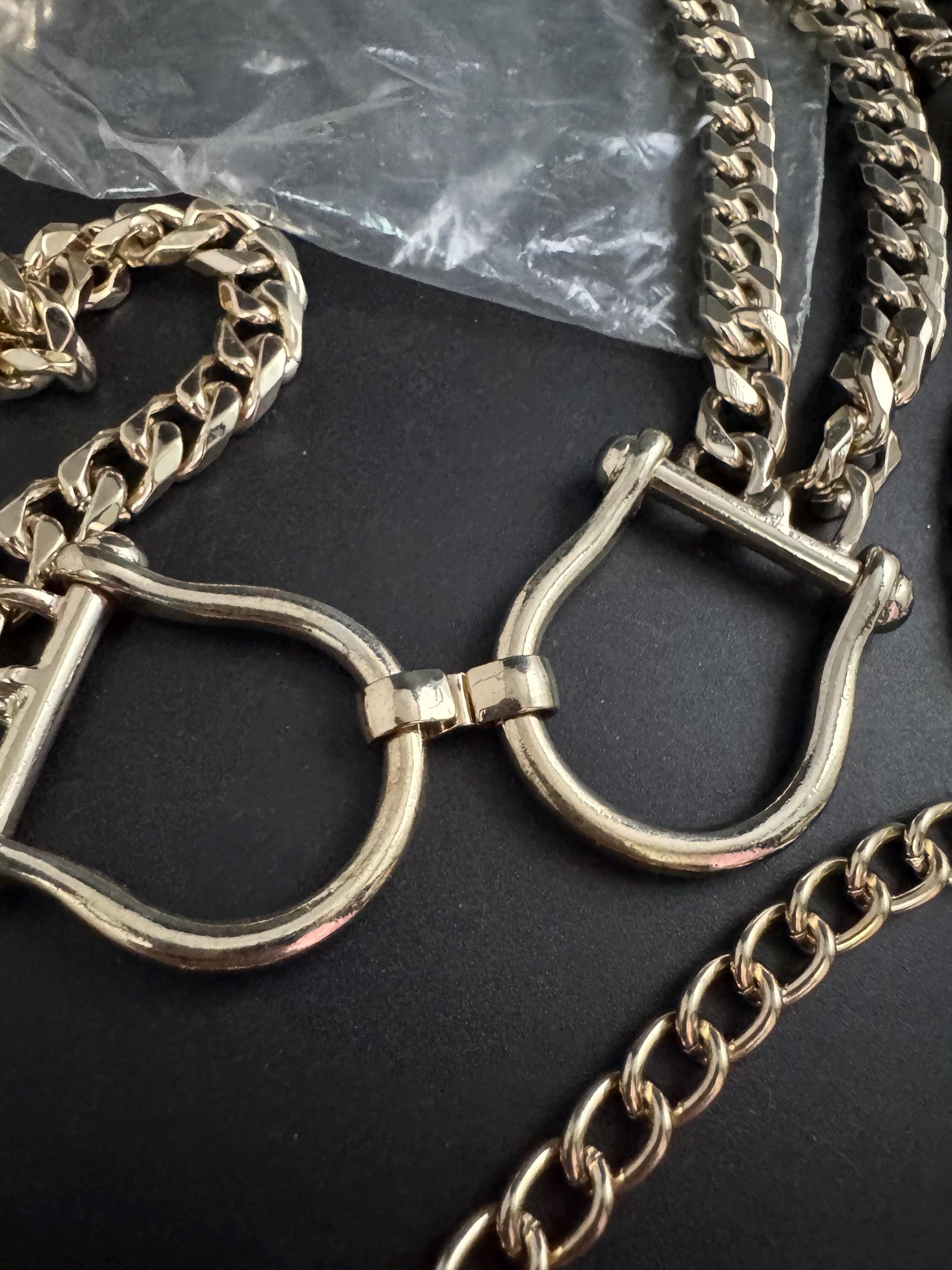 Horse bit Gold snaffle chain belt, fits 84-100cm waist equestrian