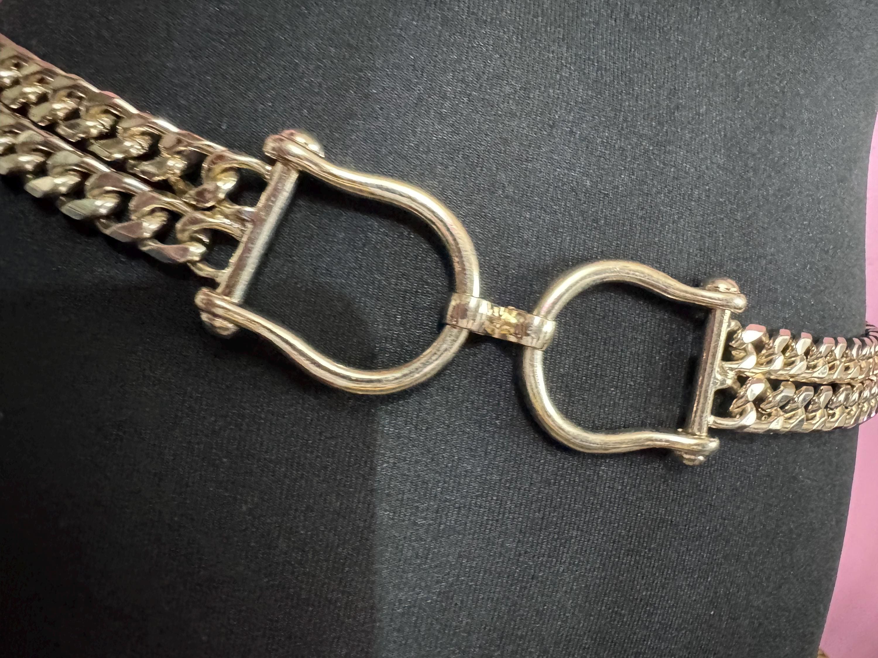 Horse bit Gold snaffle chain belt, fits 84-100cm waist equestrian