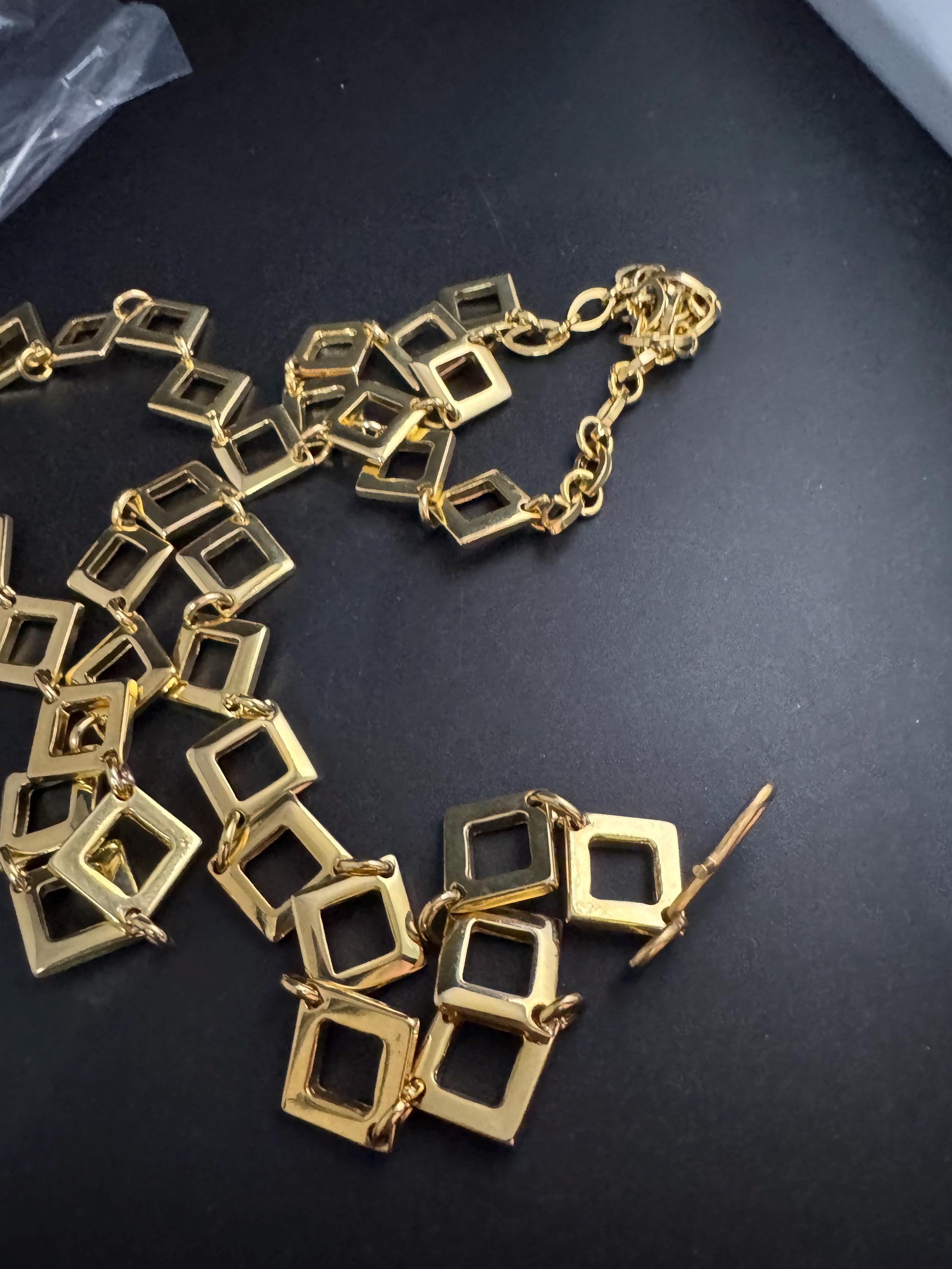 Ladies gold metal chain belt, fits 87- to 105cm vintage fashion