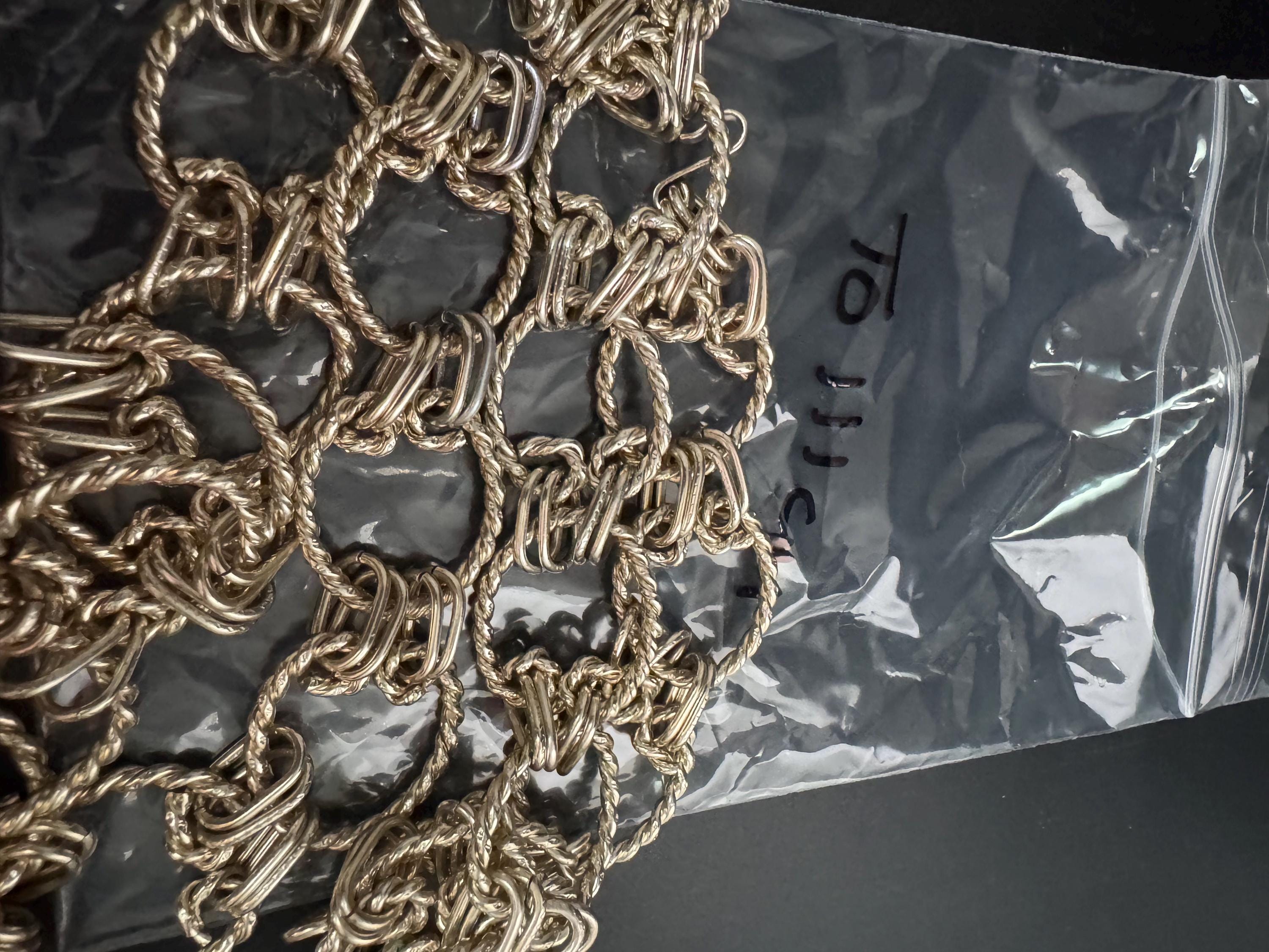 Light gold hoop chain belt, fits to 111cm nautical rope twist loops