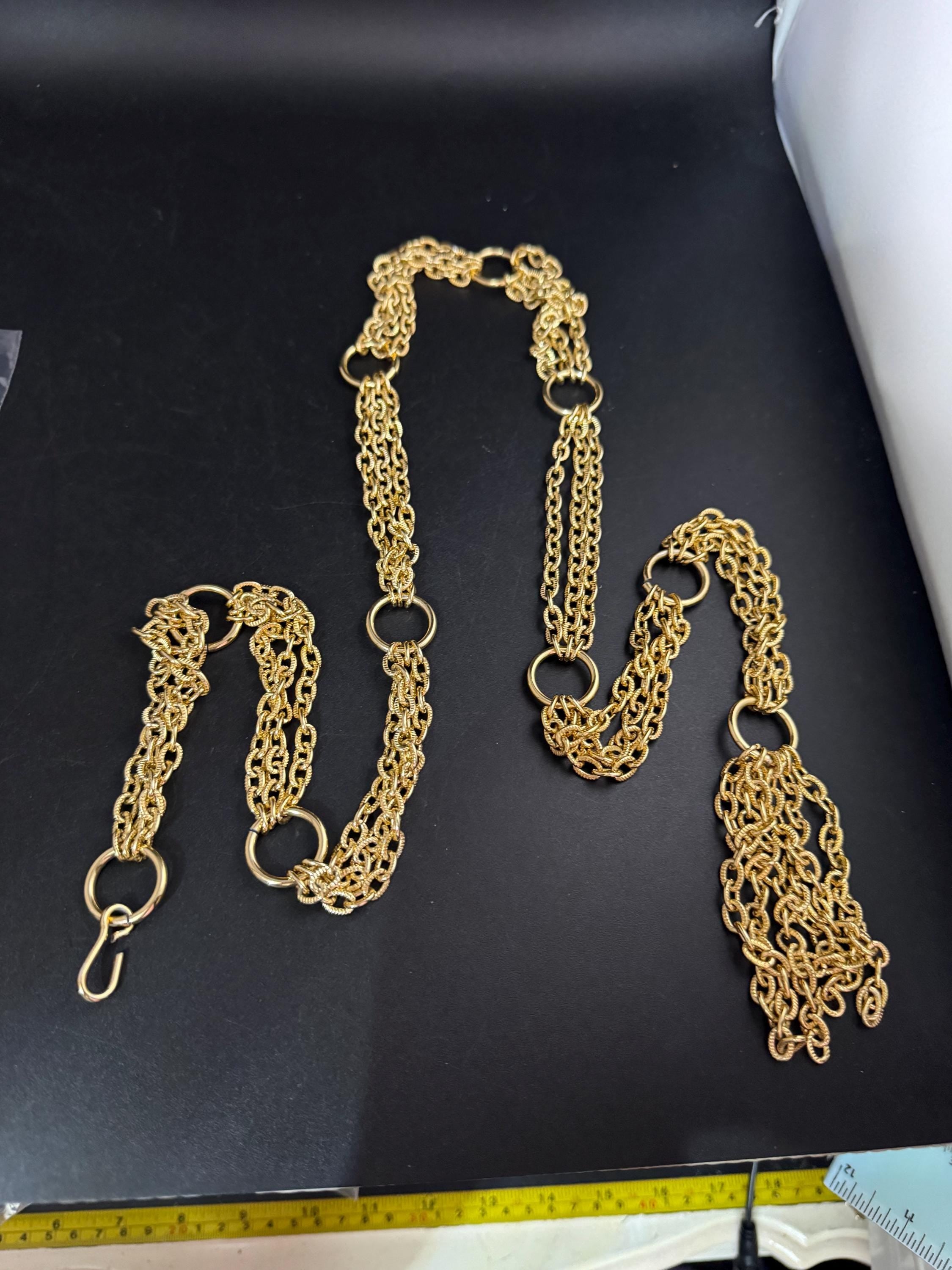 gold tassel drop chain belt, fits to 97cm chunky loops vintage fashion