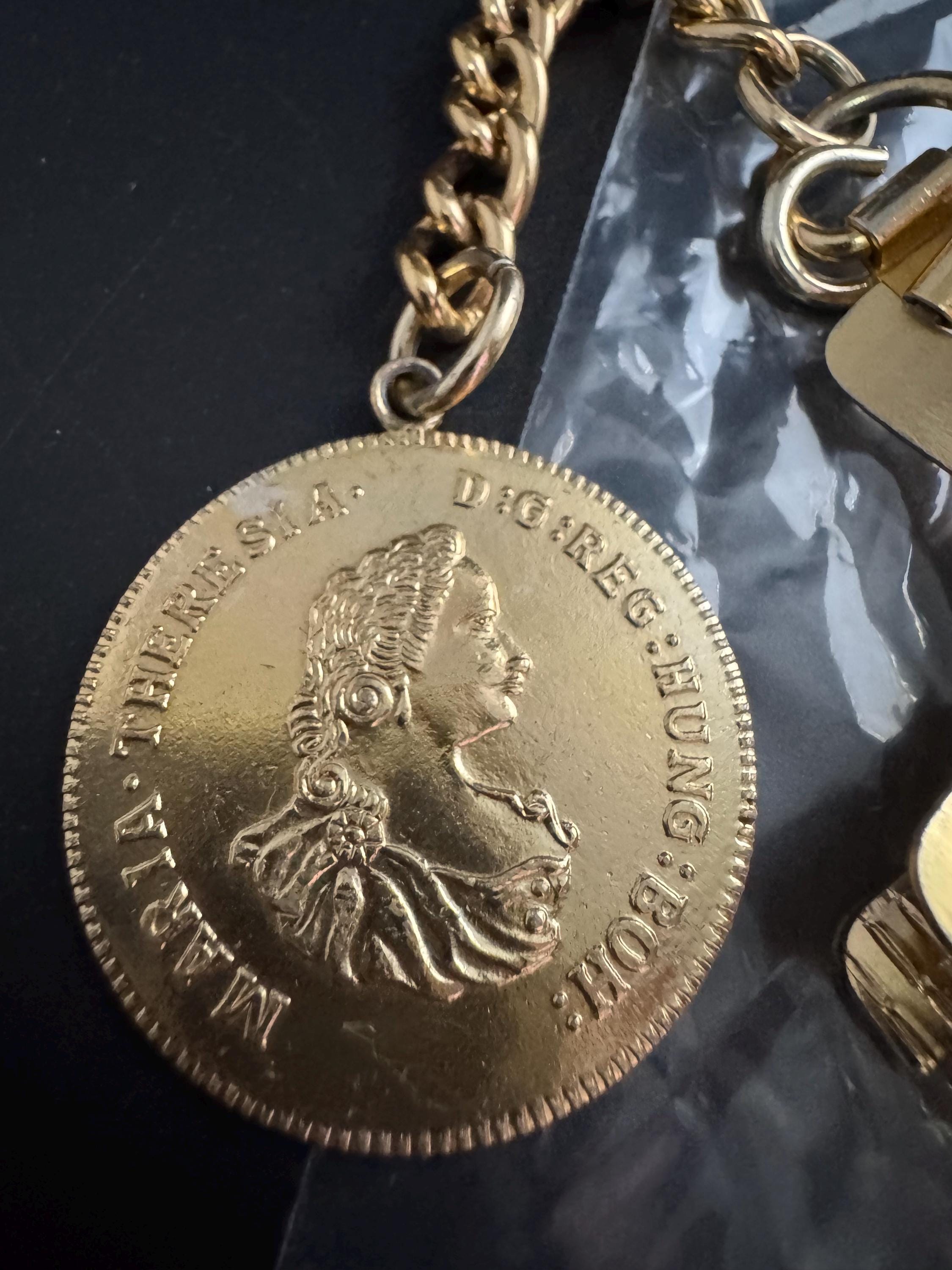 gold coin drop chain belt, fits 81 to 95cm 70s britalist vintage fashion