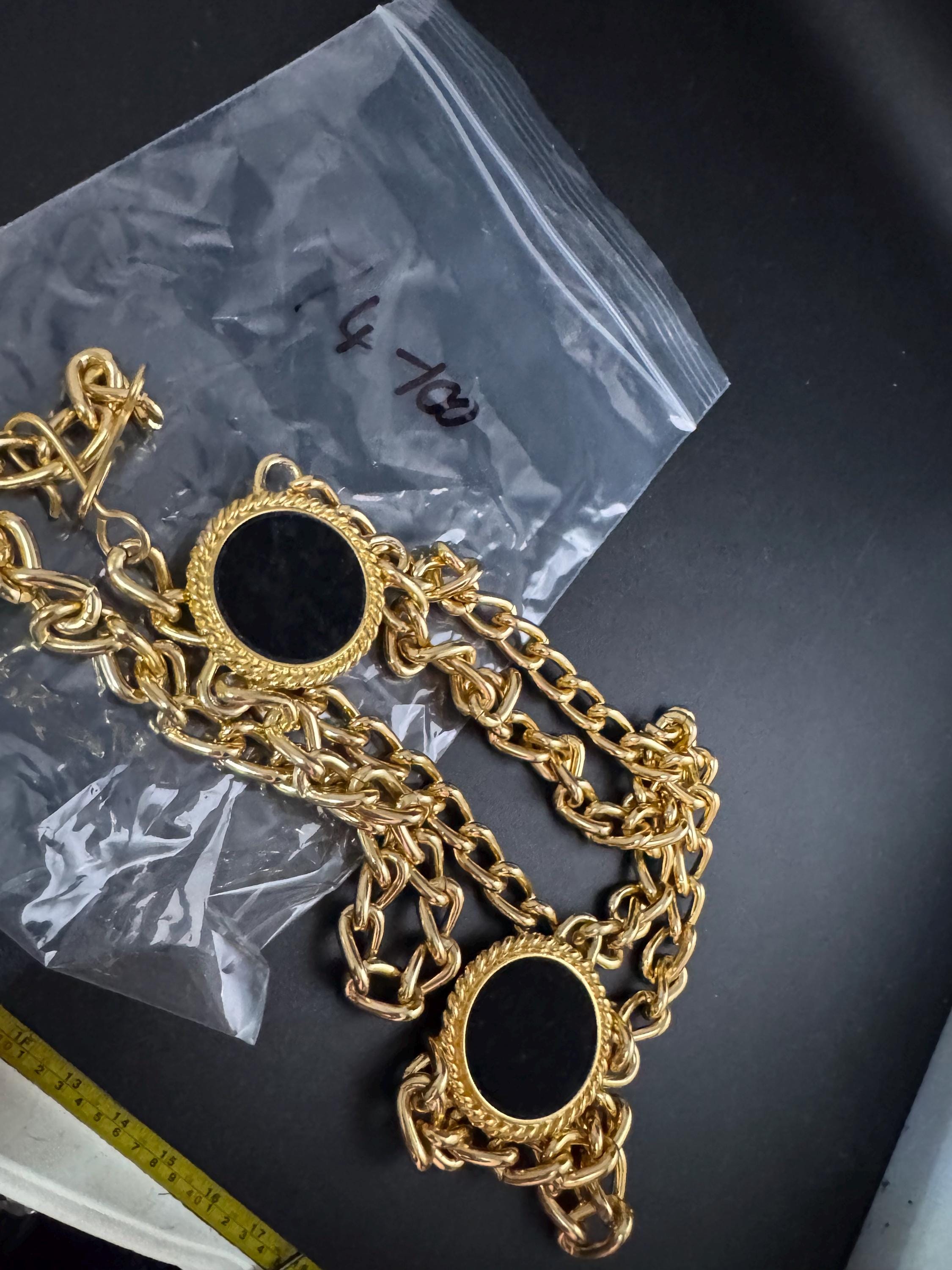 gold black layered chain belt, fits 74 to 100cm vintage fashion