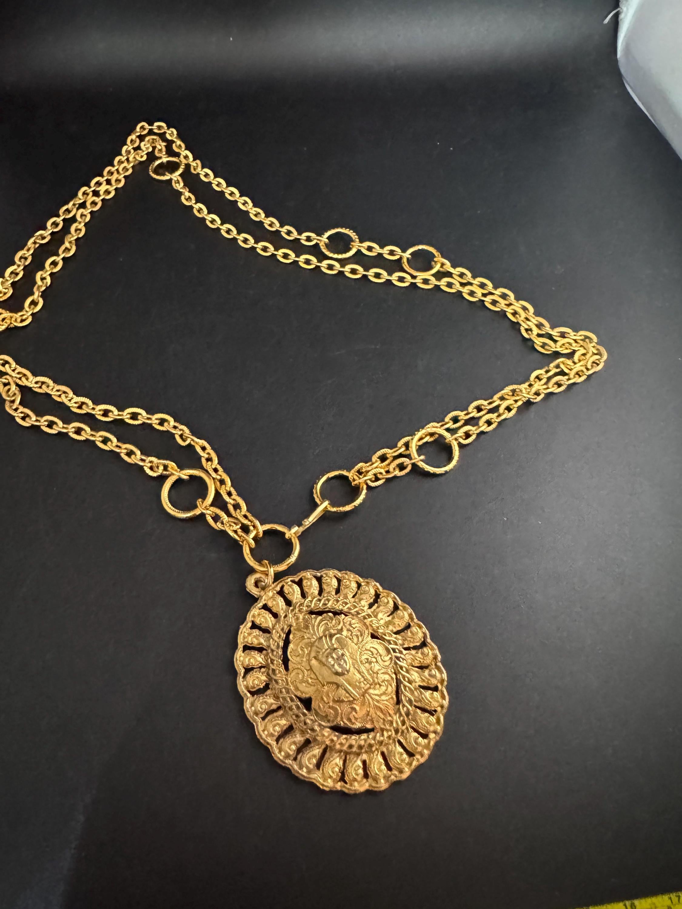 XS egyptian medallion chain belt, fits 80cm necklace vintage fashion