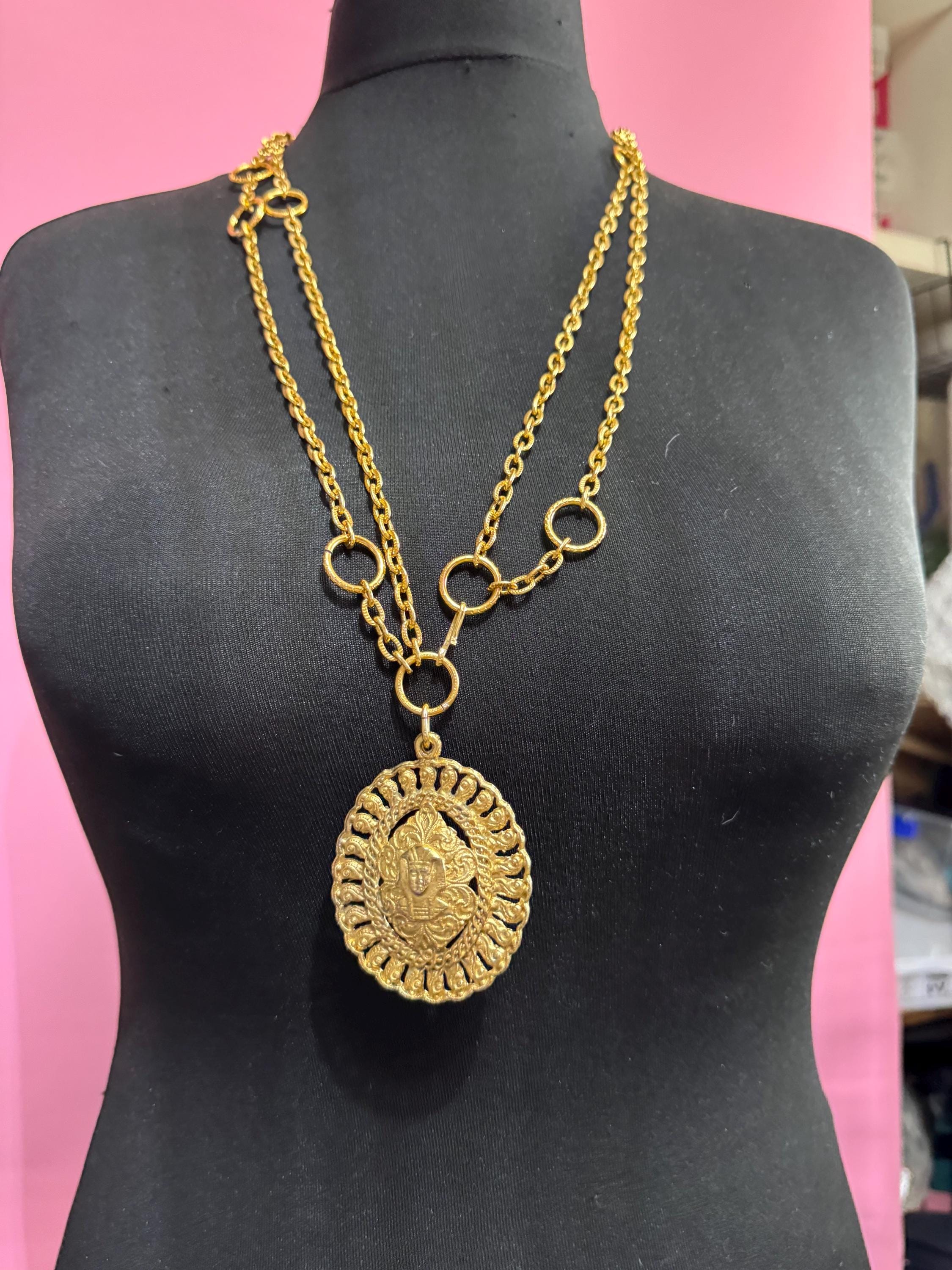 XS egyptian medallion chain belt, fits 80cm necklace vintage fashion