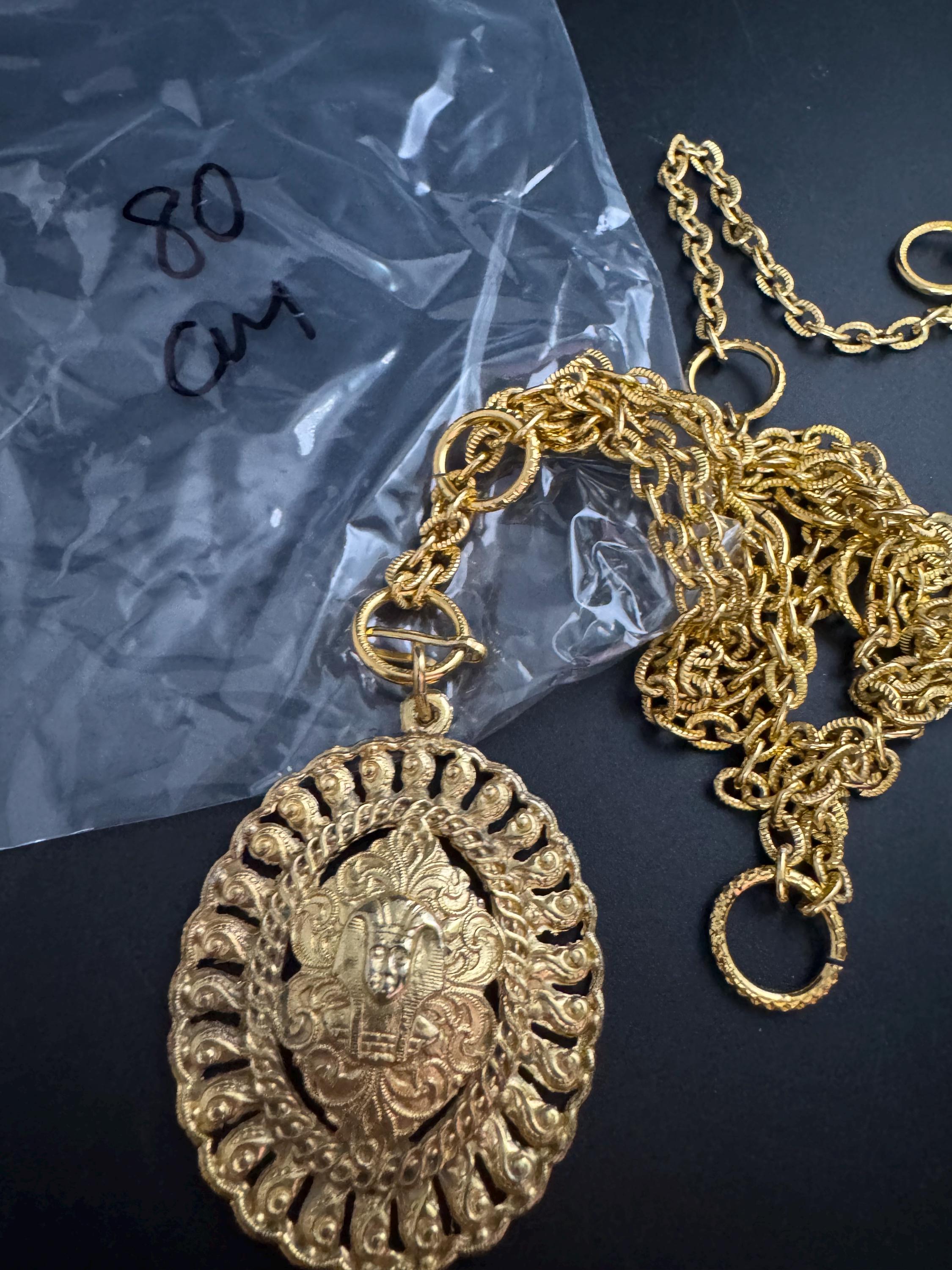 XS egyptian medallion chain belt, fits 80cm necklace vintage fashion