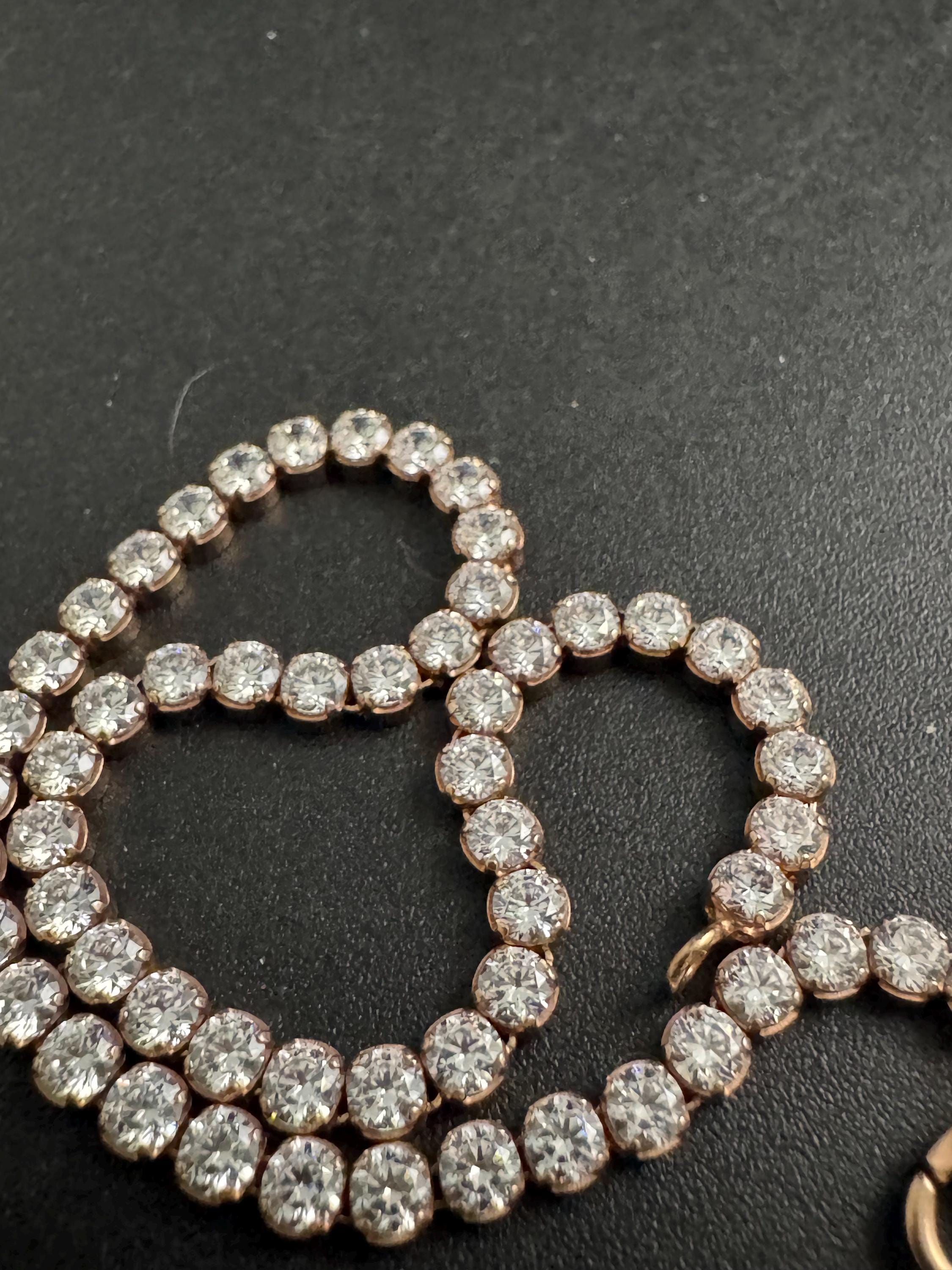 925 Rose Gold Amethyst Crystal Tennis Bracelet, Bezel Set Light Purple DQ Cz