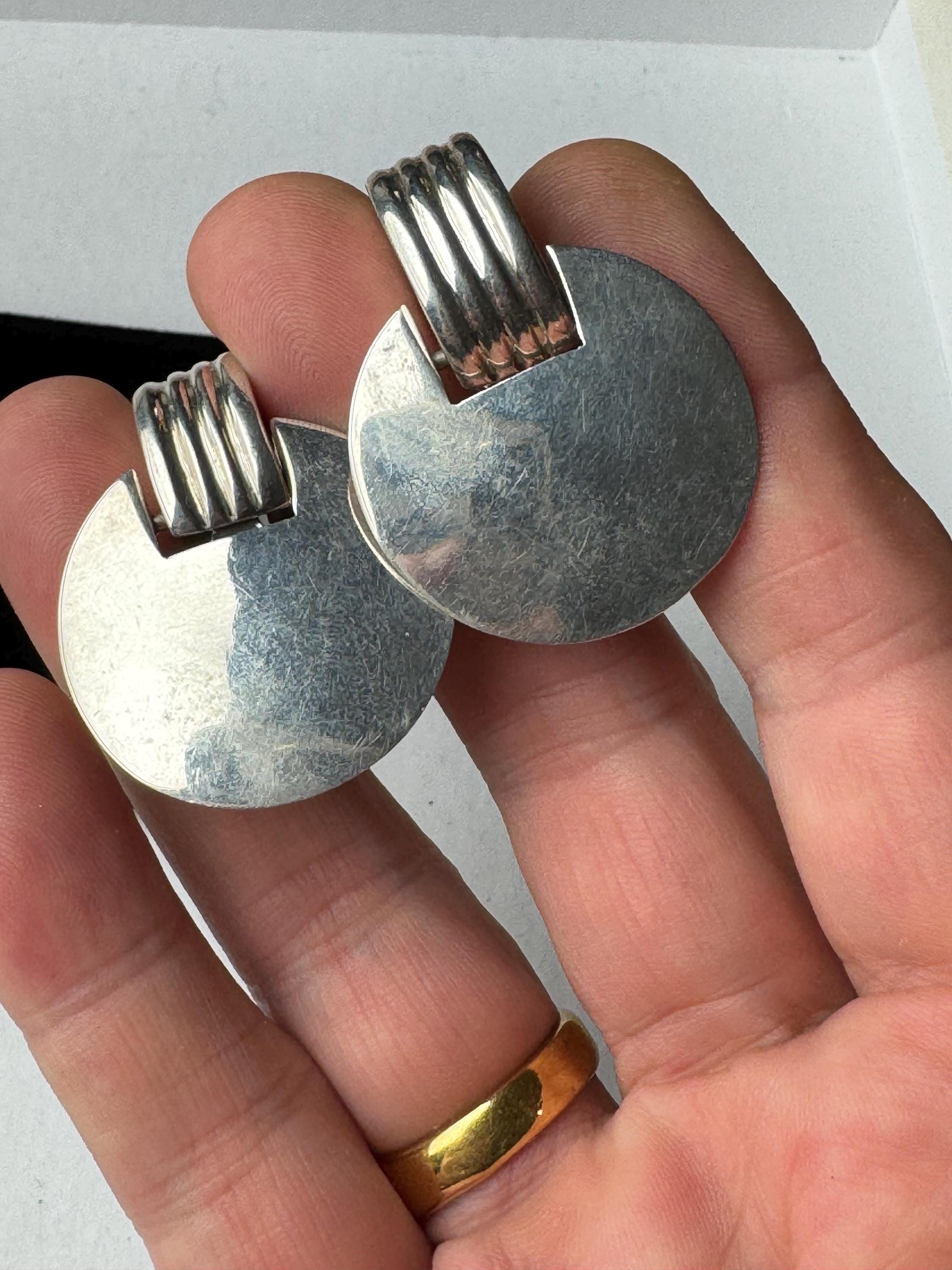 Mexican 925 big Clip On Earrings, stamped TC -142