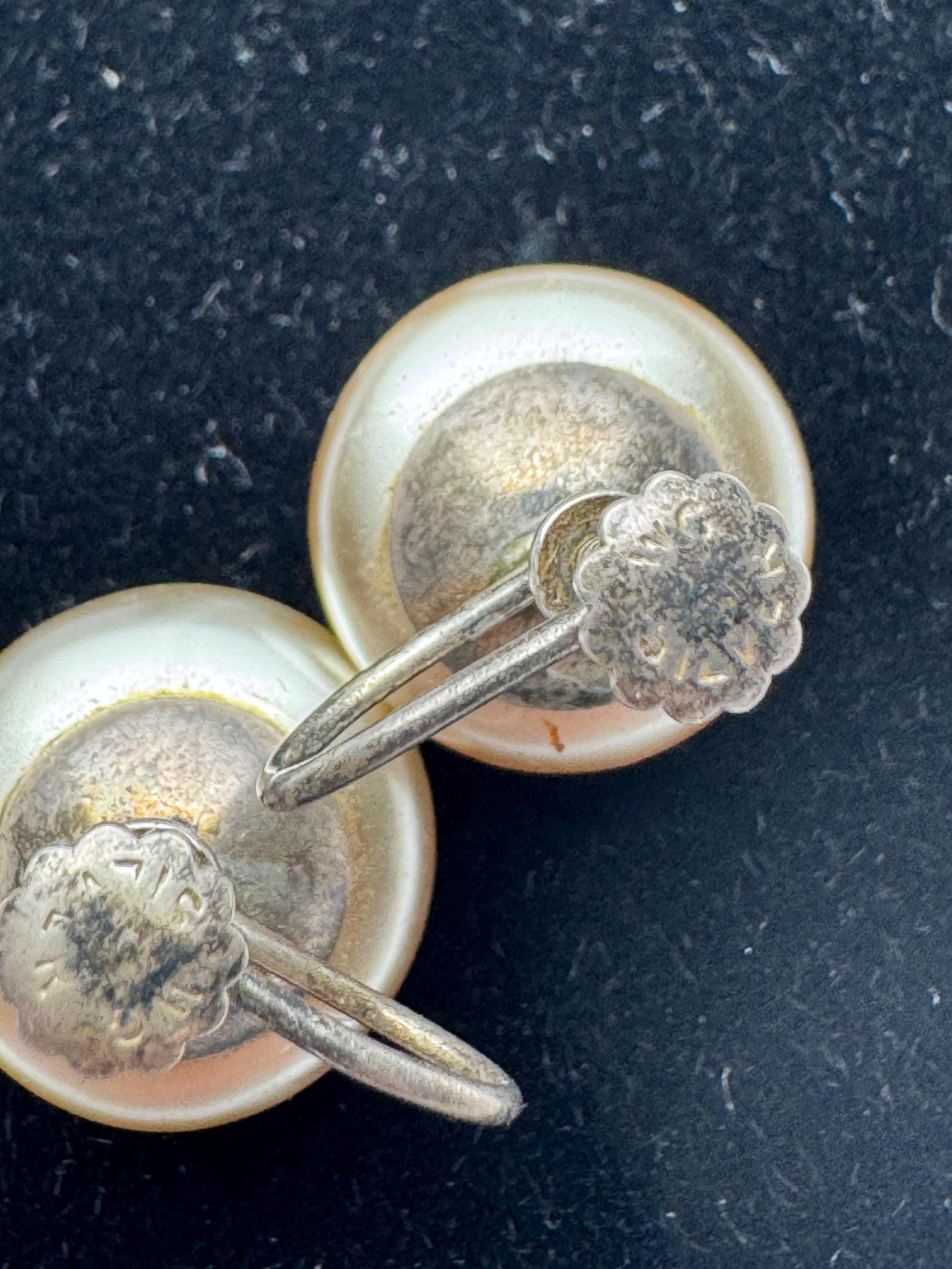 925 pearl clip on earrings, sterling silver glass beads on screwback fitting