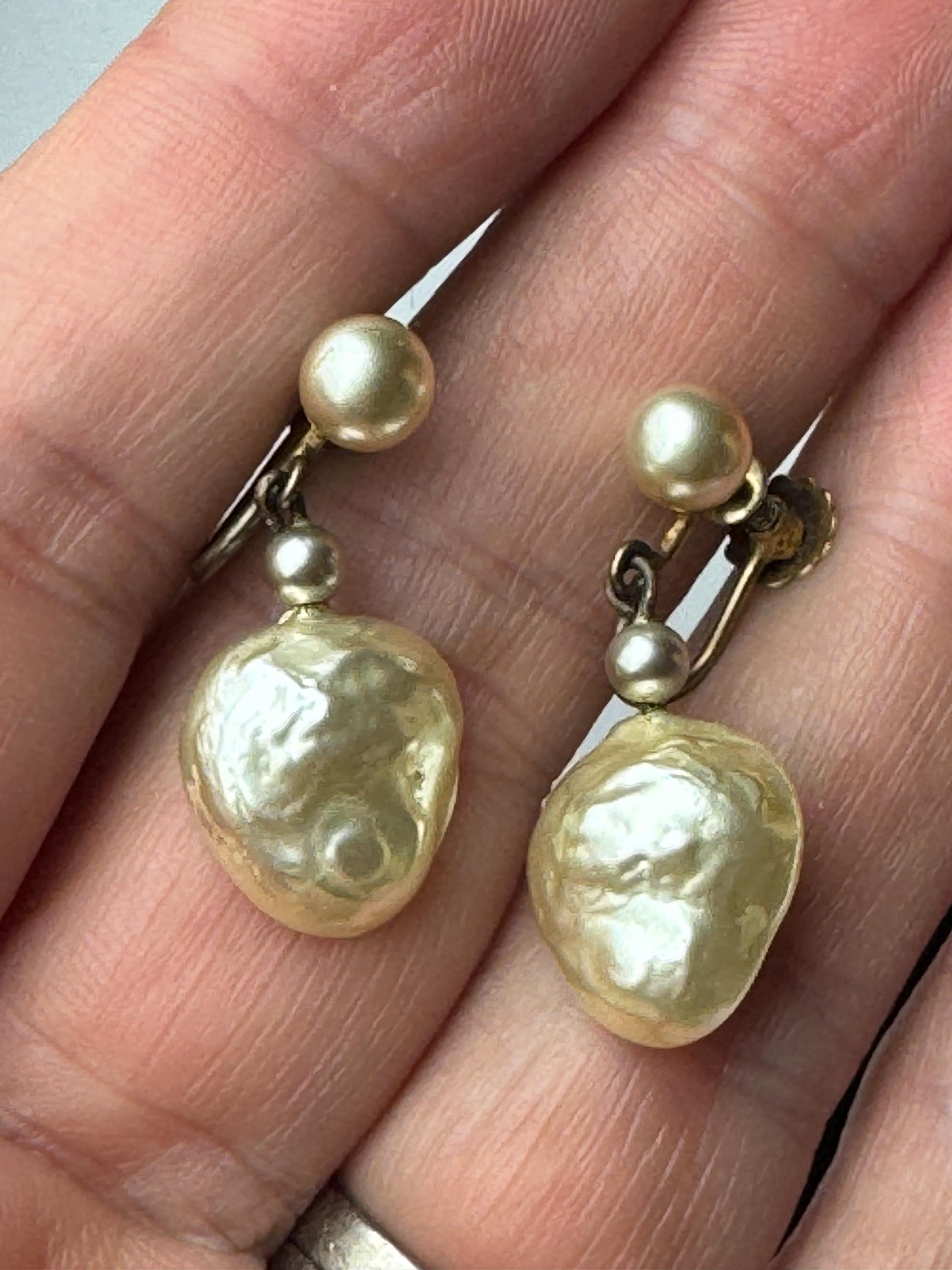 925 Silver pearl Drop Clip earrings, faux pearl with screw back fittings